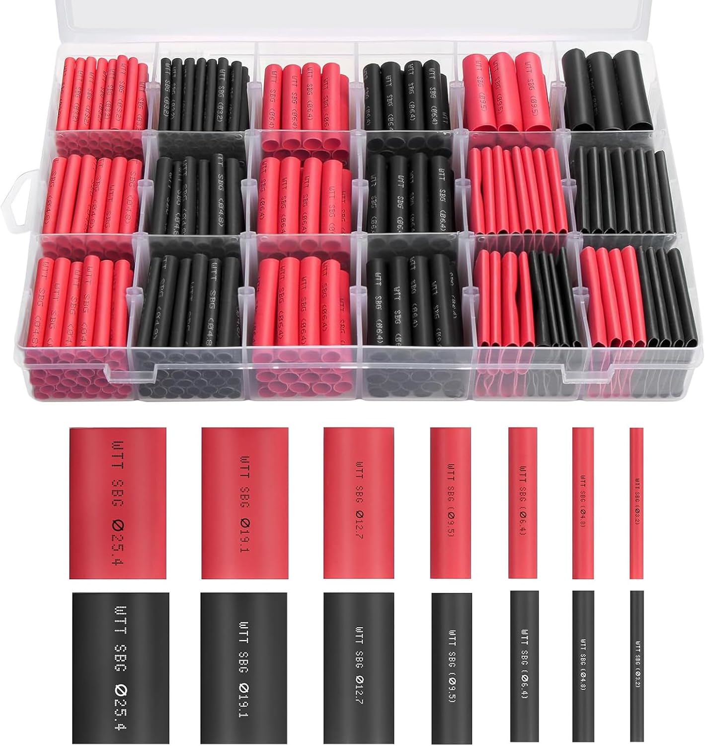 Snokay 400 PCS Heat Shrink Tubing Kit, 3:1 Adhesive-Lined Marine-Grade Heat Shrink Tubes with Storage Case, Waterproof for Automotive, Electrical, and Industrial Use, Black & Red image number 6