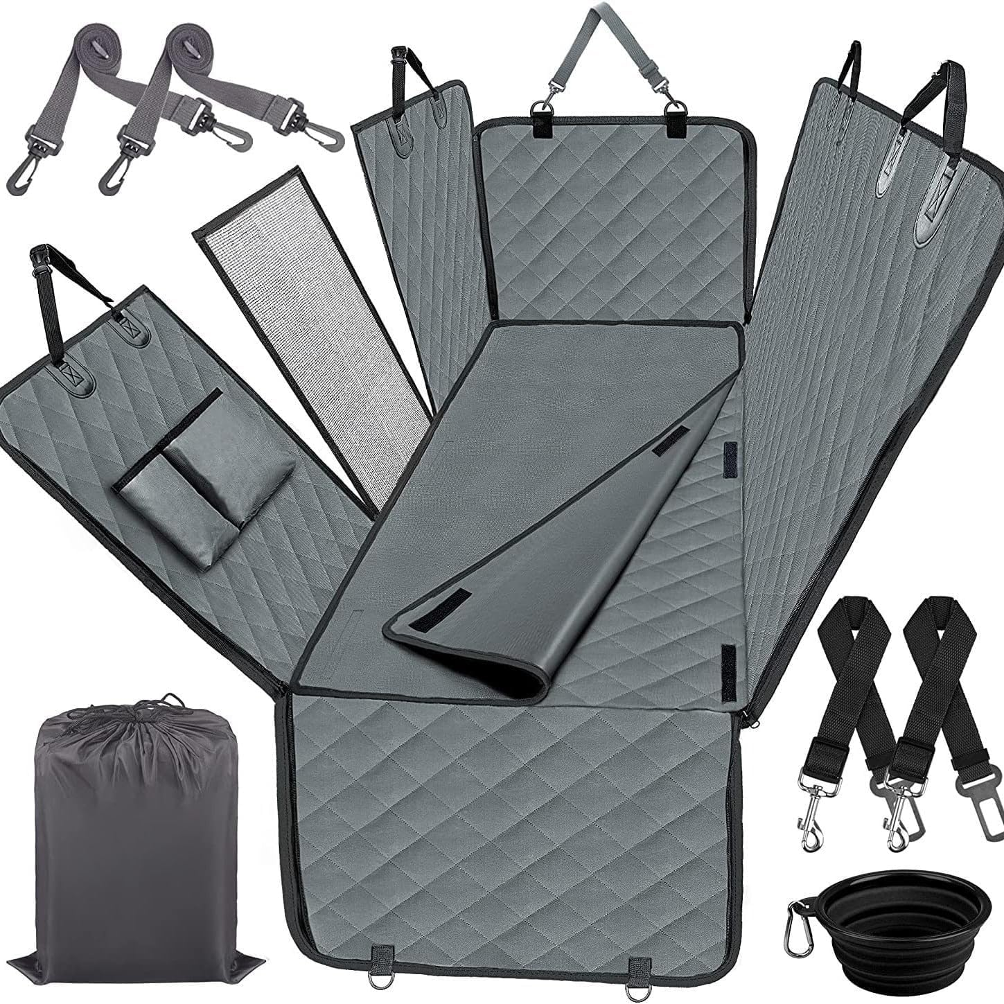 Dog Car Seat Cover for Back Seat 7 in 1 &ndash; Waterproof, Anti-Slip, Scratch-Proof Seat Protector with Hammock, Side Flaps, and Seat Belt Openings &ndash; Perfect for Trucks, Suvs image number 1