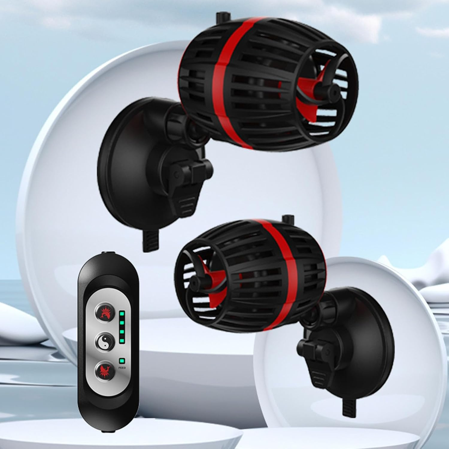 Aquarium Wave Maker Pump, 12V Quiet Aquarium Single Powerhead Pump, 4 Gears Variable Frequency Fish Tank Circulation Pump Submersible with External Control Device - Black image number 2