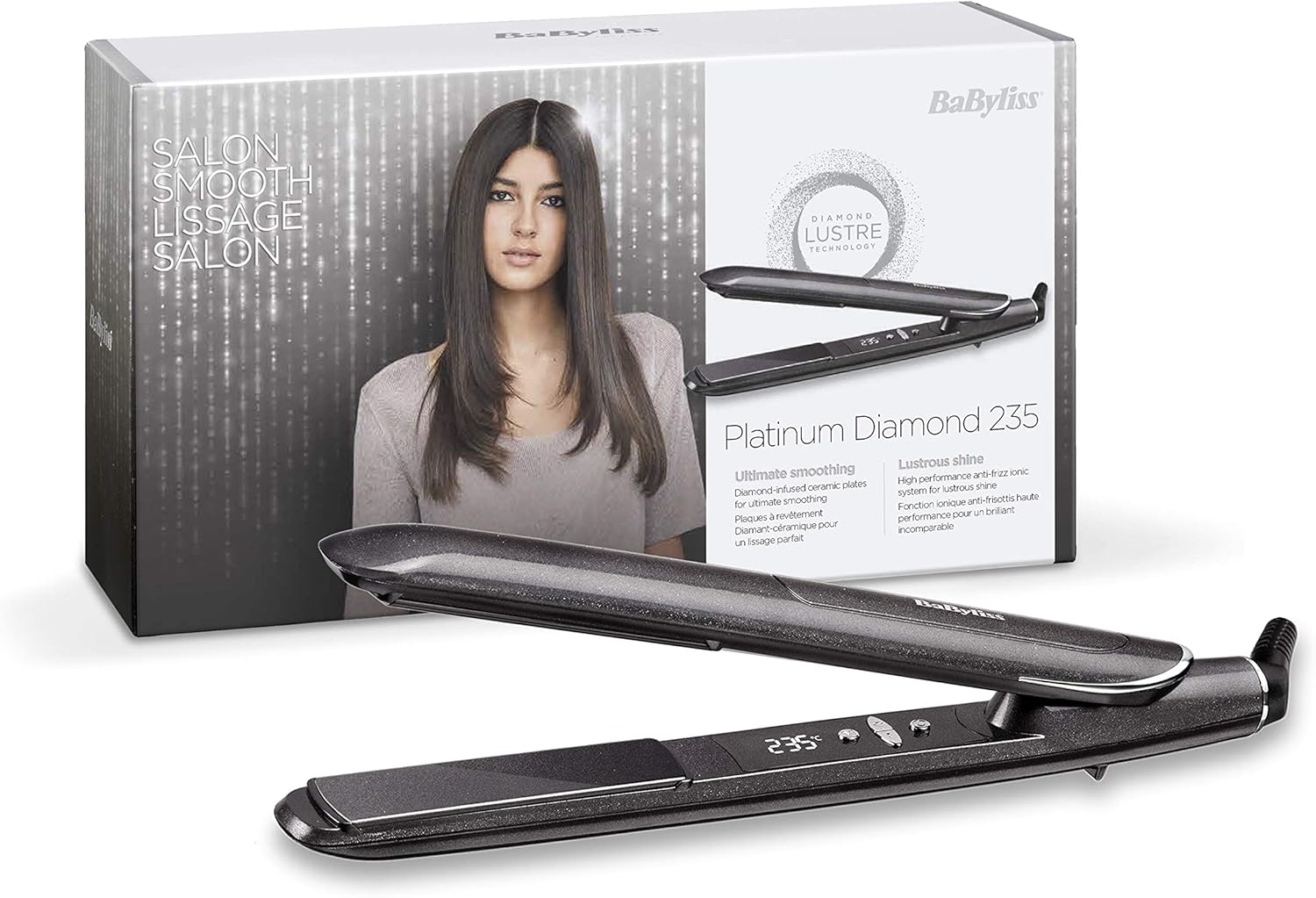 Babyliss Platinum Diamond Straightener ST259E, Professional Hair Straightener with Super Ion Technology, Memory Function & Diamond Ceramic Plates image number 6
