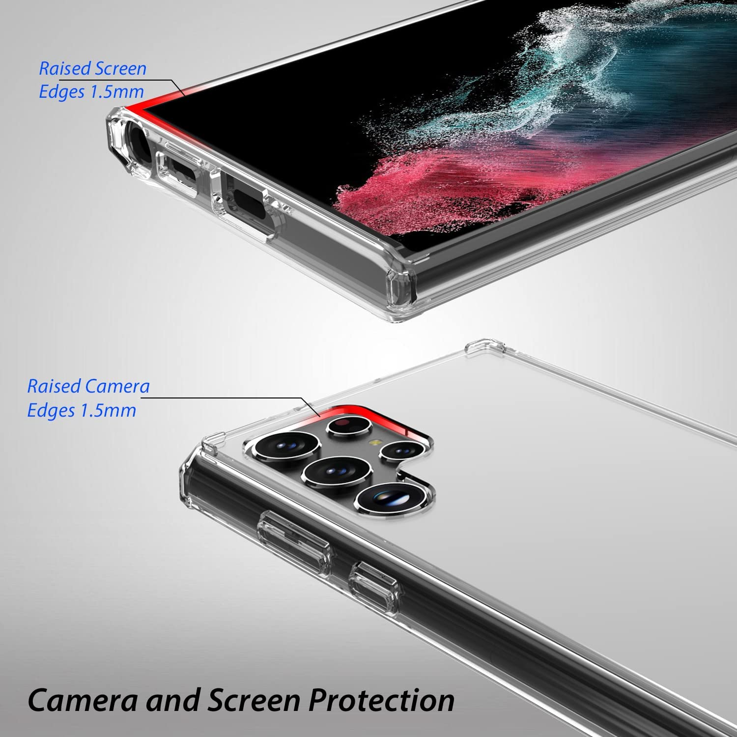 ZUSLAB Clear Case Designed for Samsung Galaxy S23 Ultra 5G Case Slim Hybrid Shockproof Translucent Protective Cover (2023) - Clear image number 5