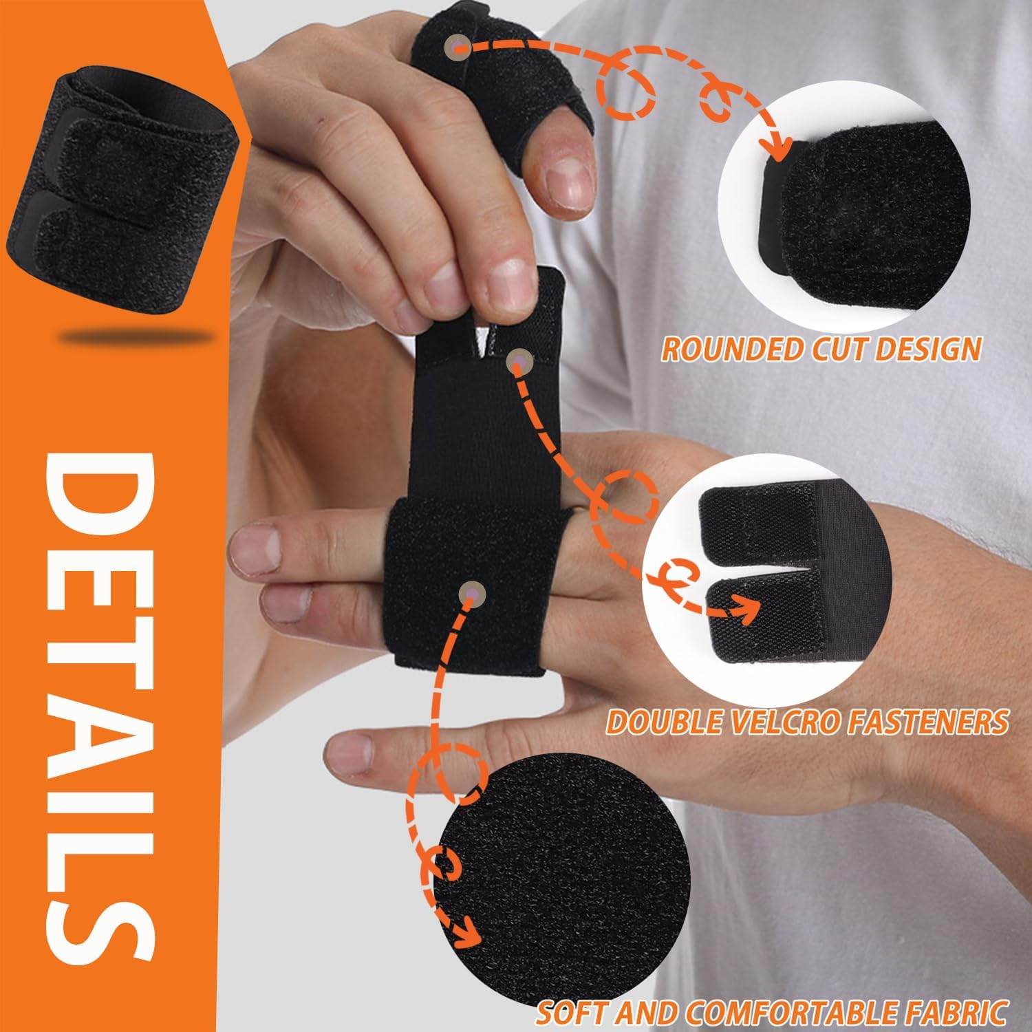 Liyquint 2 PCS Finger Splints for Sports & Pain Relief - Breathable Two-Finger Support Sleeves, Compression Protectors for Basketball, Tennis, Volleyball - Joint Stabilizer for Athletes & Arthritis (Black) image number 1