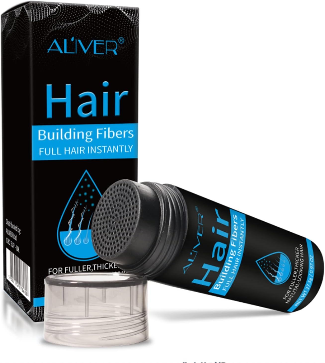 Hair Powder for Hair Thickening Black Scatter Hair with Instant Effect for Secret Corners, Hair Loss and Light Hair 27.5G ()