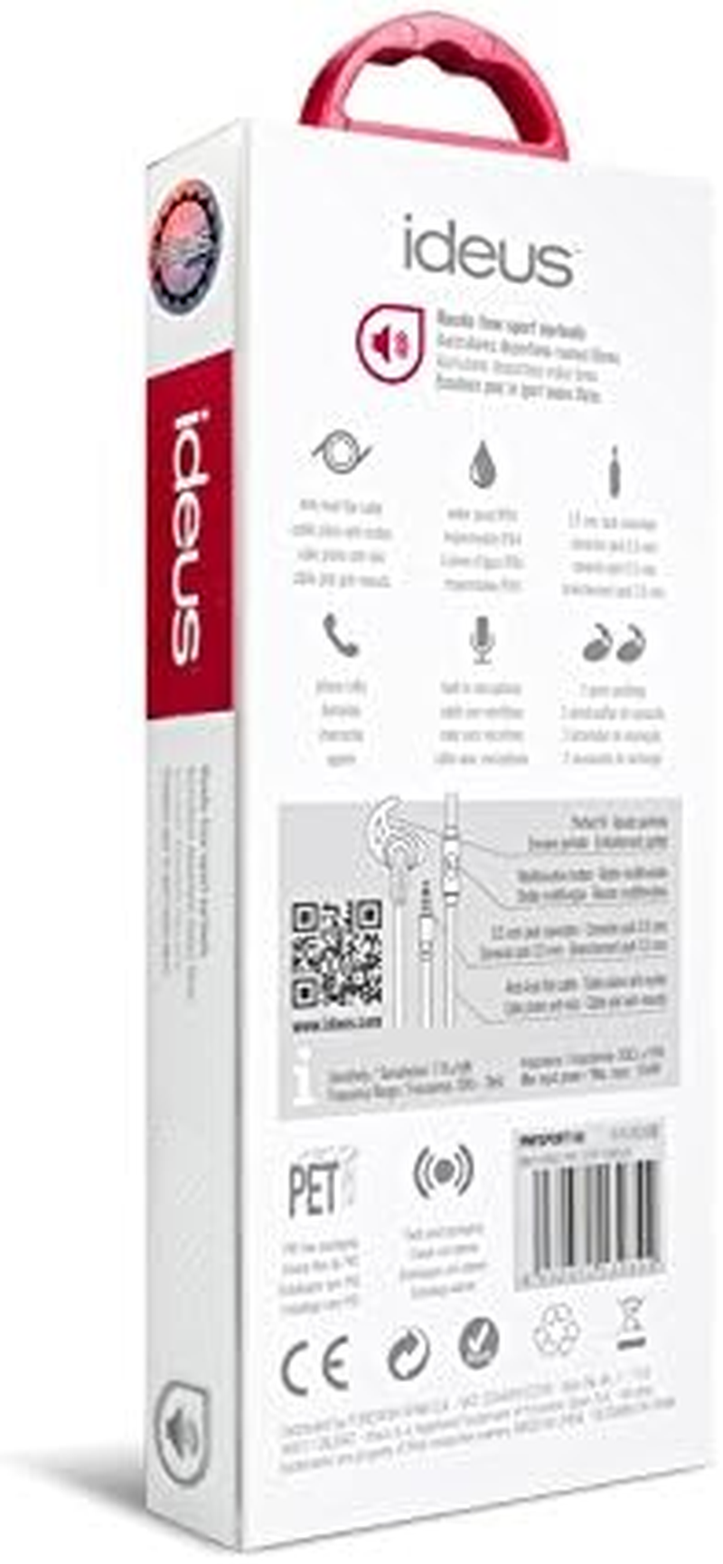 Ideus PHFSPORT100FU Waterproof and Splashproof Sports Earphone Microphone Pink image number 1