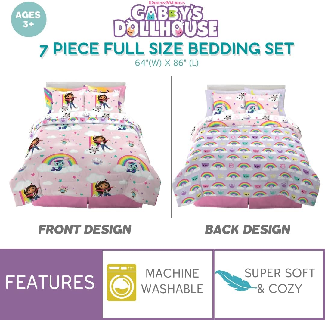 Franco Gabby'S Dollhouse Kids Bedding Super Soft Comforter and Sheet Set with Sham, 7 Piece Full Size, (Officially Licensed Product) image number 2