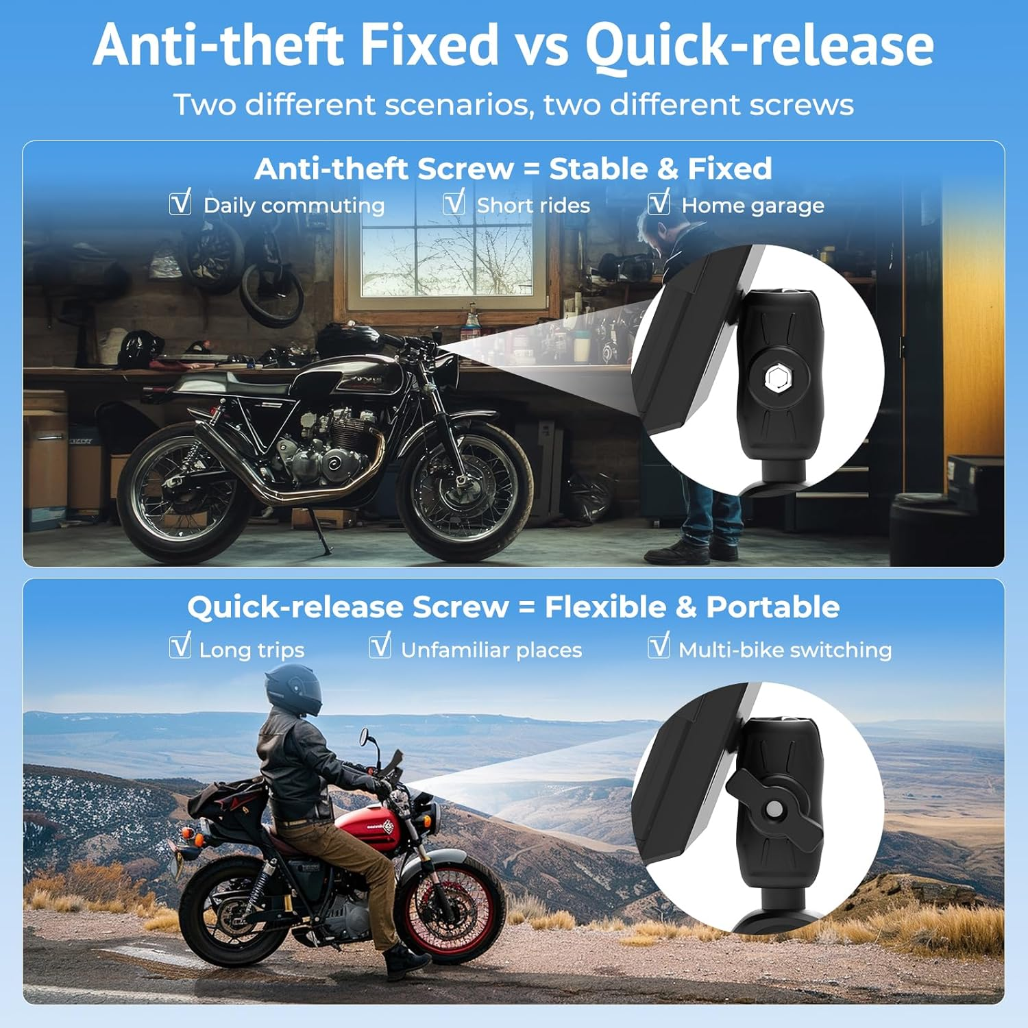 W722 for Motorcycle Carplay & Android Auto,7" Waterproof Smart GPS Navigation System Screen,Car Play Moto with Light Sensor,Dual Bluetooth,Siri/G-Assist,Eq,Usb/Hardwired Power Supply image number 2