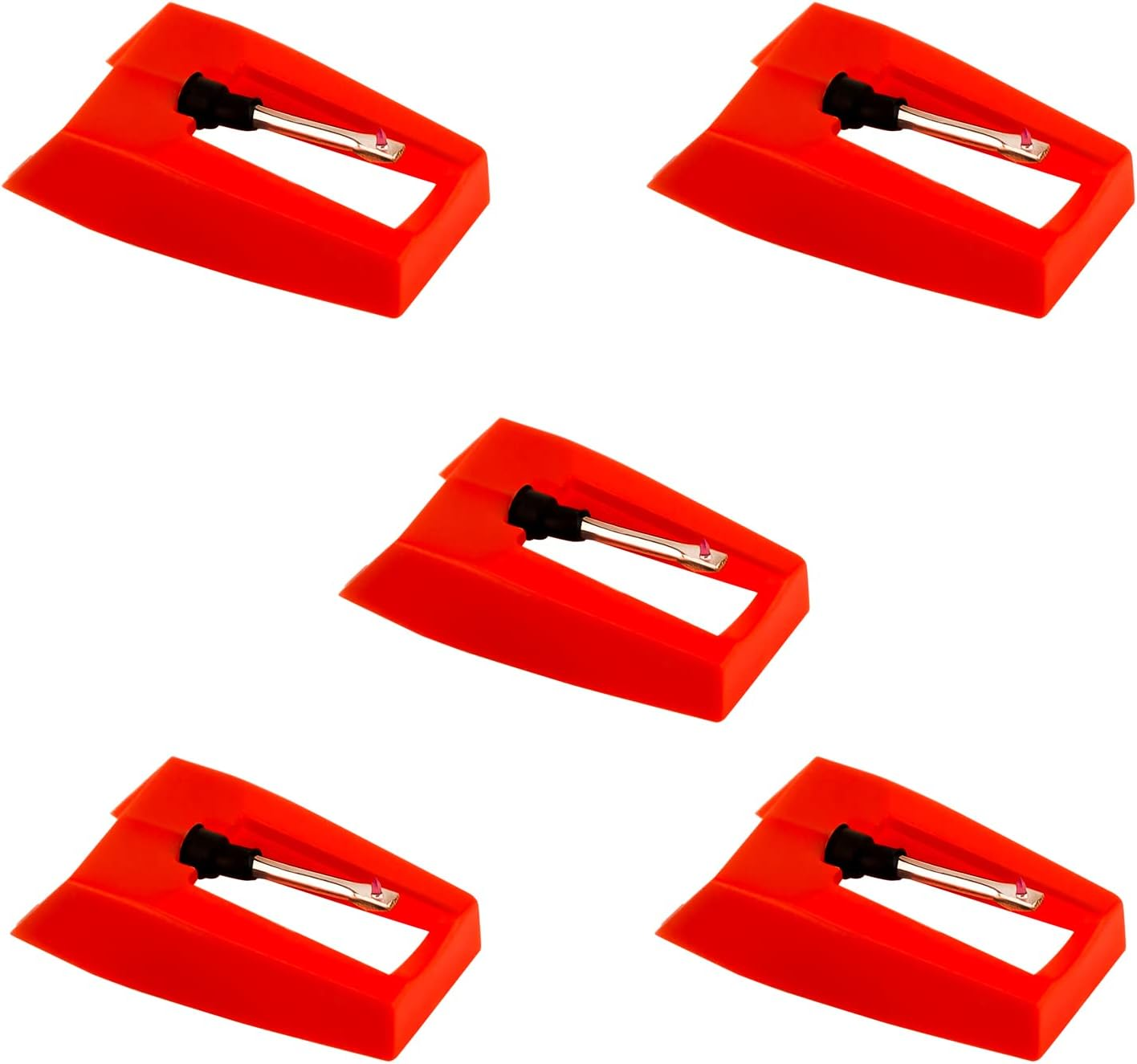 5Pcs Record Player Needle, Turntable Replacement Needle Long-Lasting Record Player Needle Replacement for Vinyl Record Player (Red) image number 6