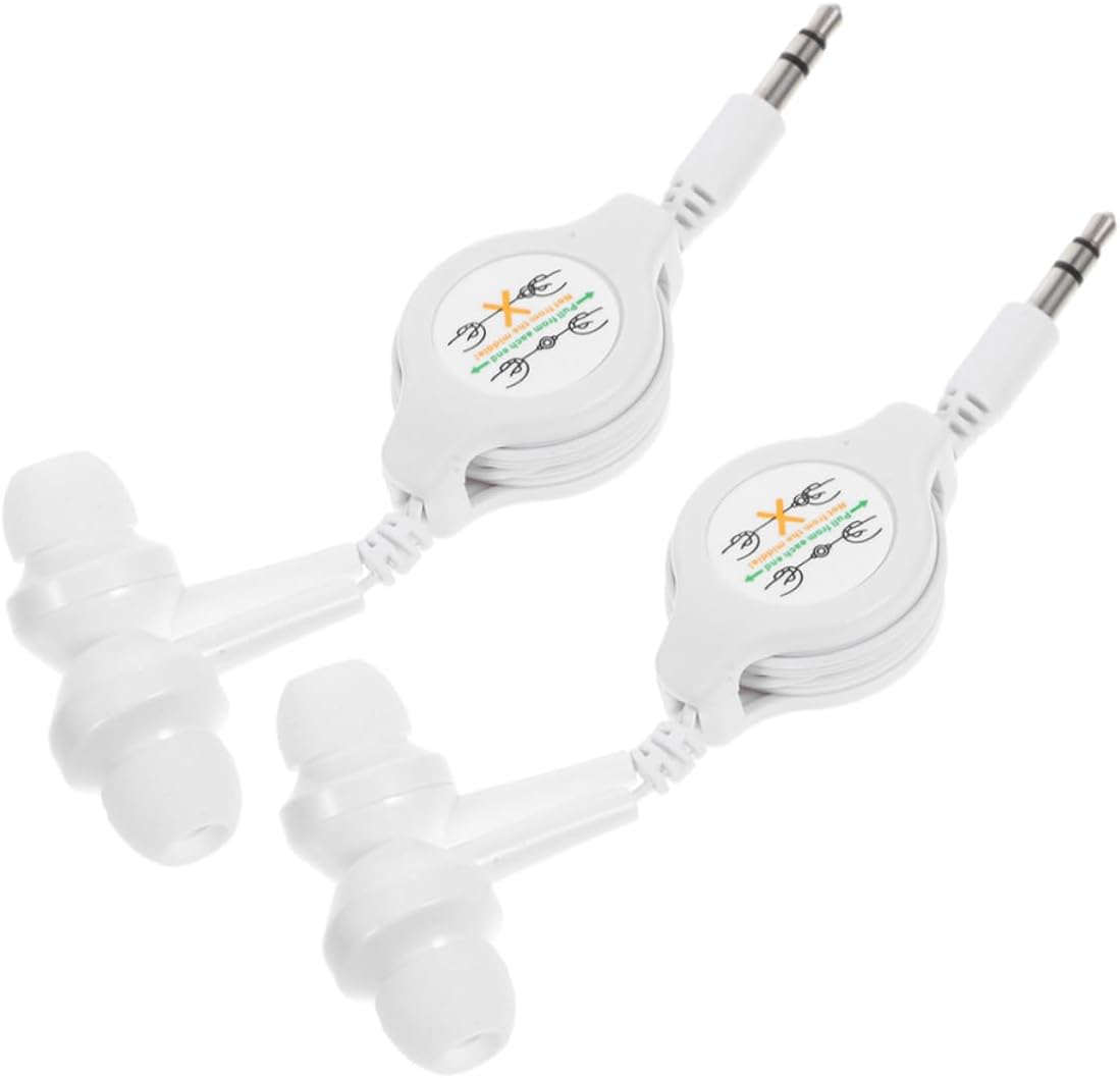 Gatuida 2Pcs Double Pull Retractable Earphones for Ear Earbuds Comfortable Fit for Computer Laptop Use and Sports Activities