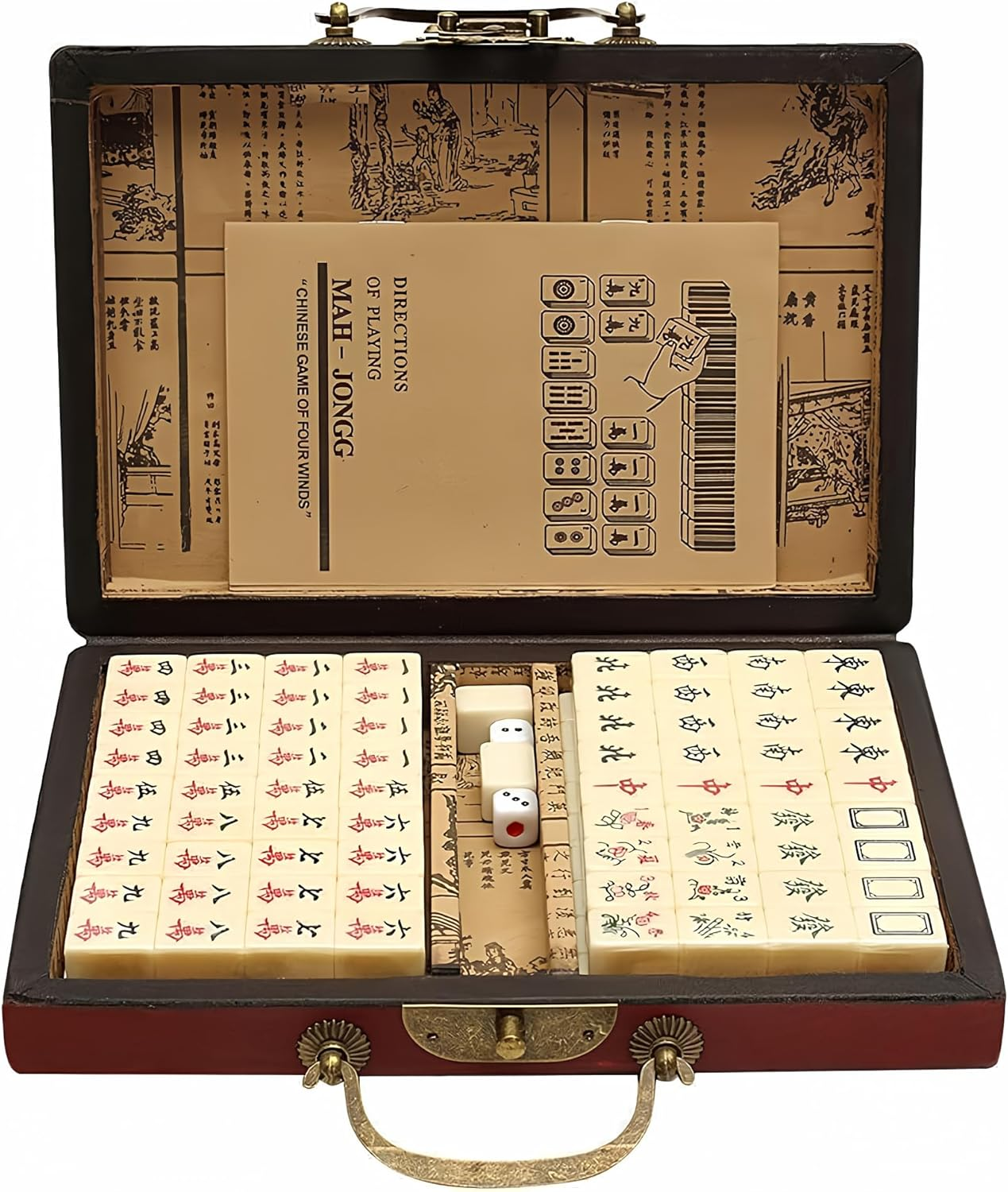 Chinese Mahjong Set - with 146 Tiles, 2 Dice Chinese Style Game for Travel, Family Gathering, Party image number 2