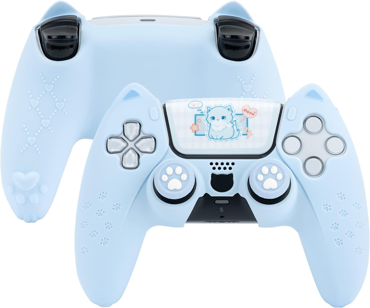 Geekshare Cat Paw PS5 Controller Skin Anti-Slip Silicone Skin Protective Cover Case for PS5 Wireless Controller (Blue)