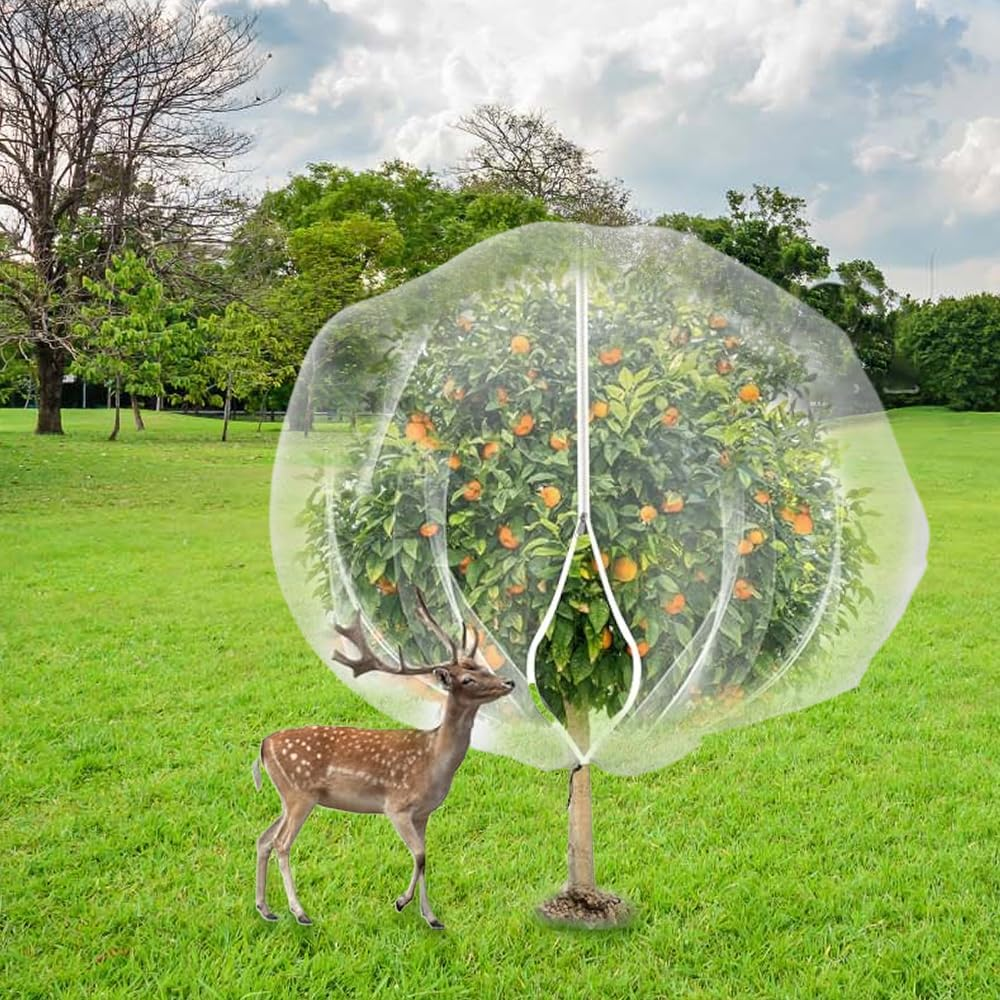 2 Pack Insect Netting Plant Covers with Drawstring and Zipper, 1X1.2M PE Mesh Garden Bug Net, Durable & Reusable Bird Protection Mesh, Bird Barrier for Potted Plants, Fruit Trees image number 1