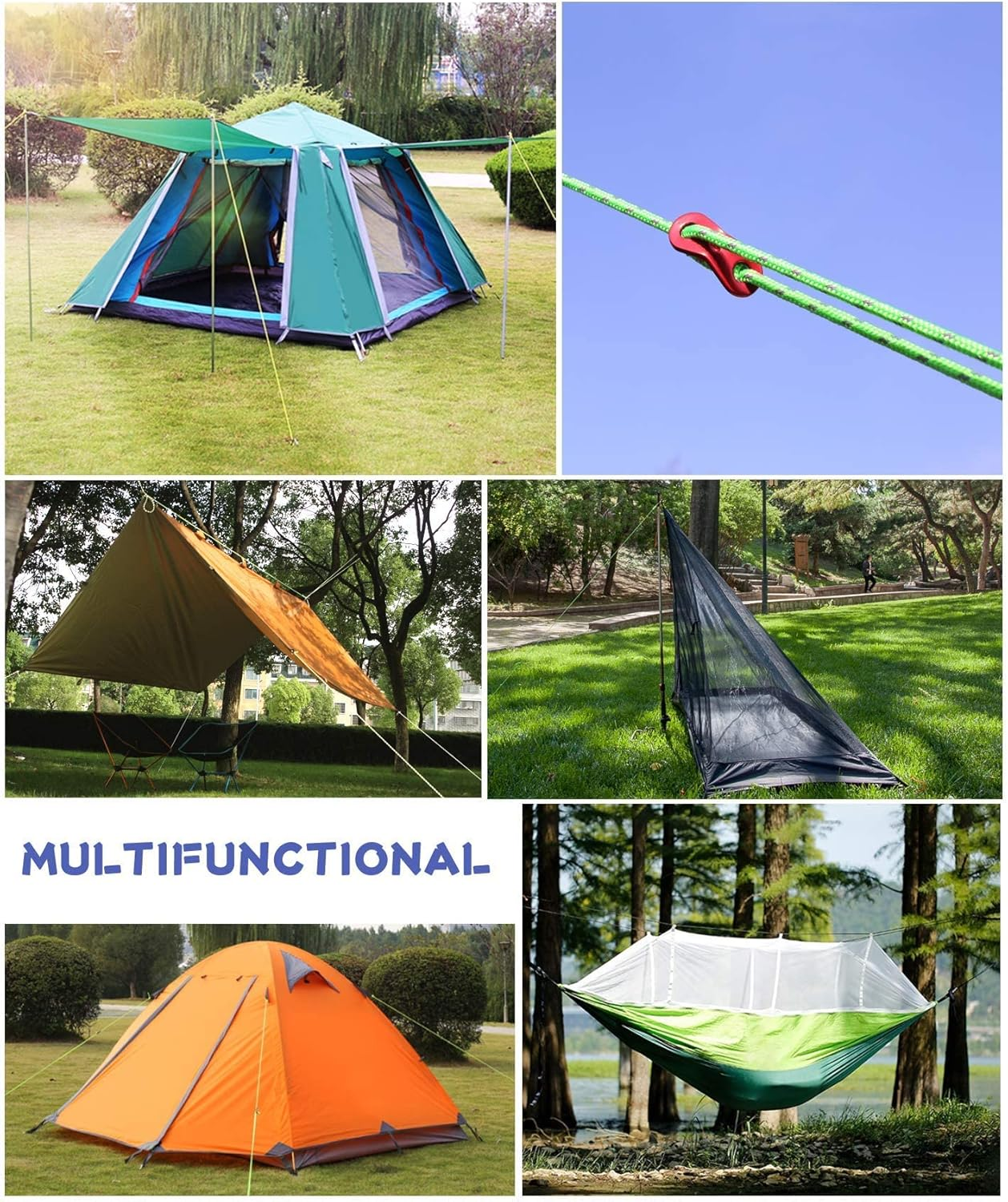 HIKEMAN 50M Reflective Guyline Solid Braid Nylon Camping Rope with Aluminum Adjuster Cord Tensioner Tent Accessory for Outdoor Travel,Hiking,Backpacking and Water Activities (Yellow, 3Mm) image number 5