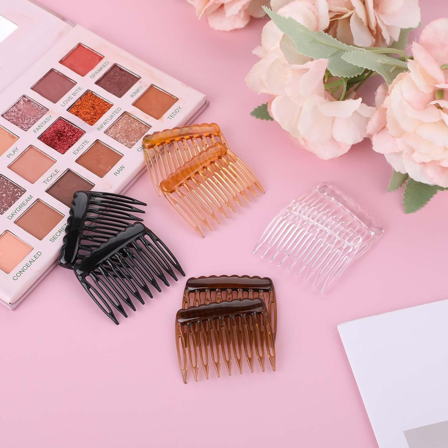 French Side Combs - 24-Piece Set, Wedding Decorative Combs for Women Girls, Plastic - 4 Colors