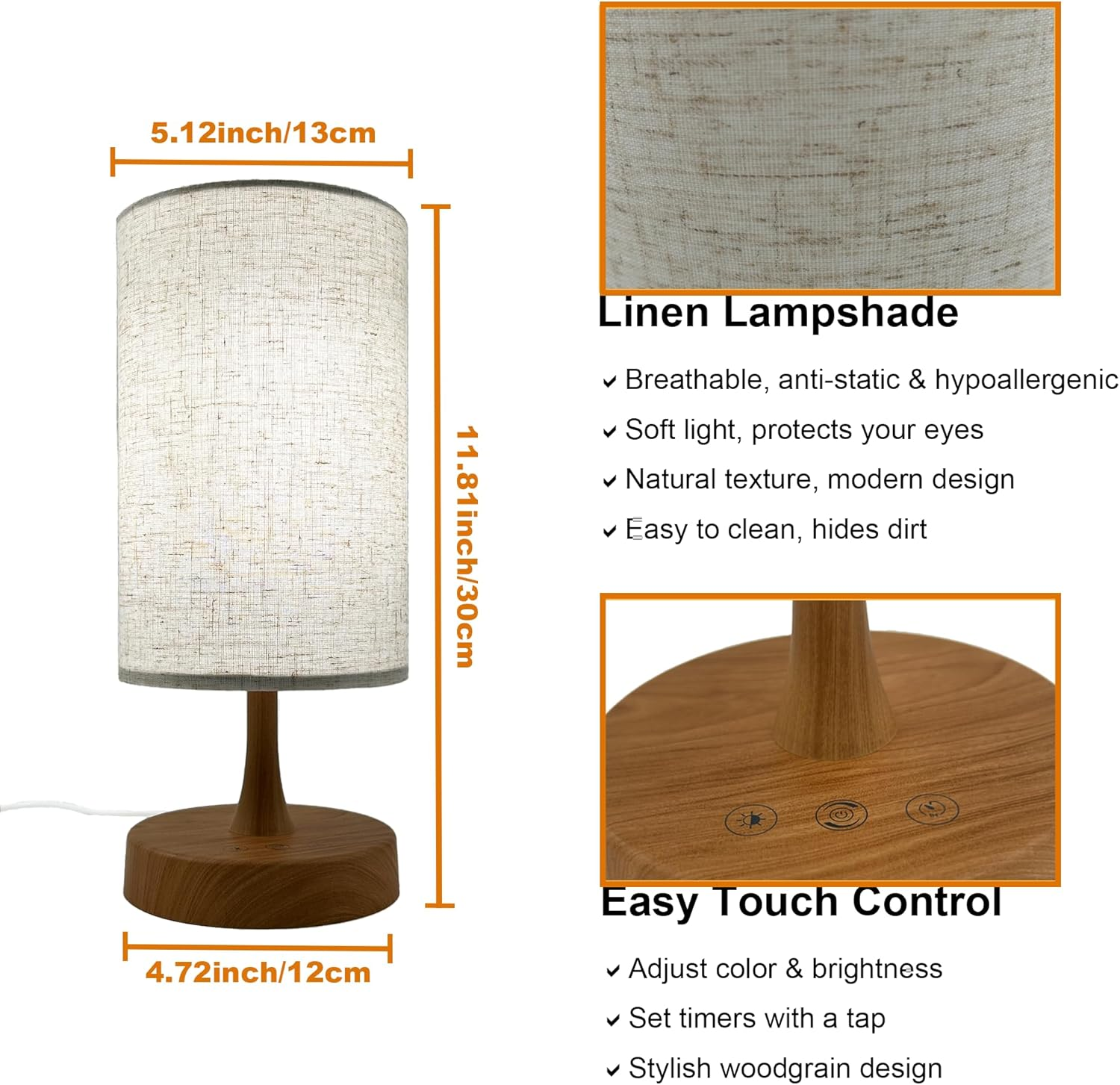 SAD Lamp 10000 Lux, Uv-Free Daylight Light Therapy, 360&deg; Linen Shade, 3 Colour Temperatures & 4 Brightness, Timer & Memory, Remote + Touch, USB Charging for Home/Office image number 2