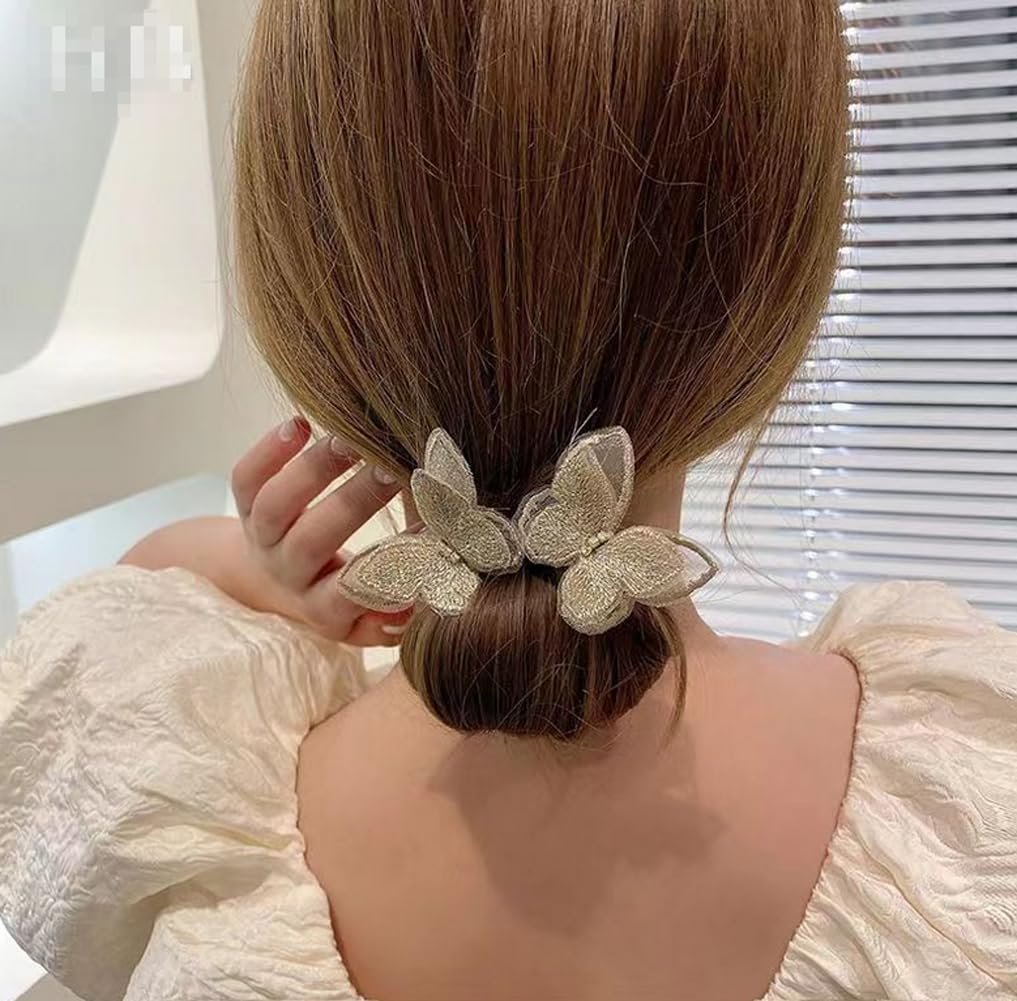 3 Pcs Butterfly Hair Bun Maker Lazy Hair Curler Crown Hairstyle Shaper French Donut Twist Hairstyle Bun Hair Accessories(3 Color) image number 2