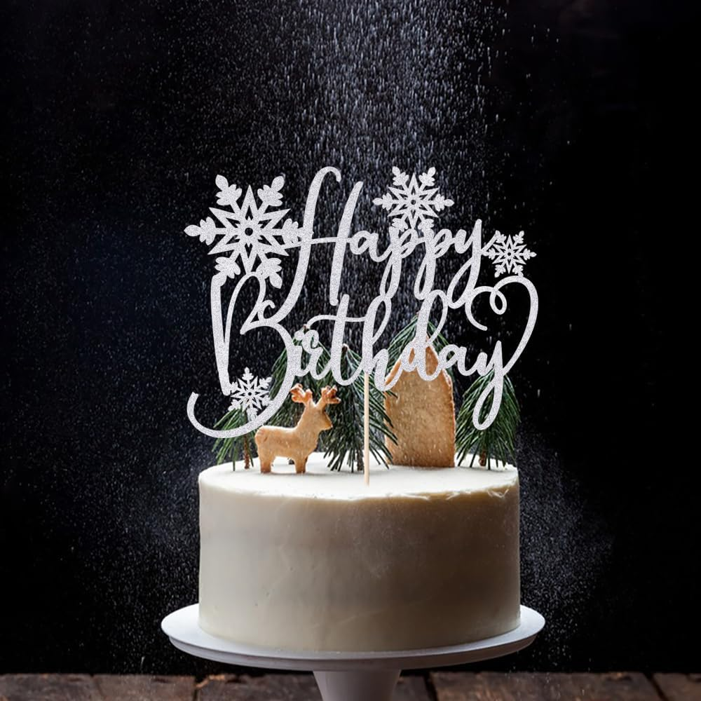 Merry Christmas Cake Topper,Glitter Xmas Holiday Cake Decorations,For Winter Christmas Santa Happy New Year Party Supply (Merry Christmas 5) - Merry Christmas 5 image number 2