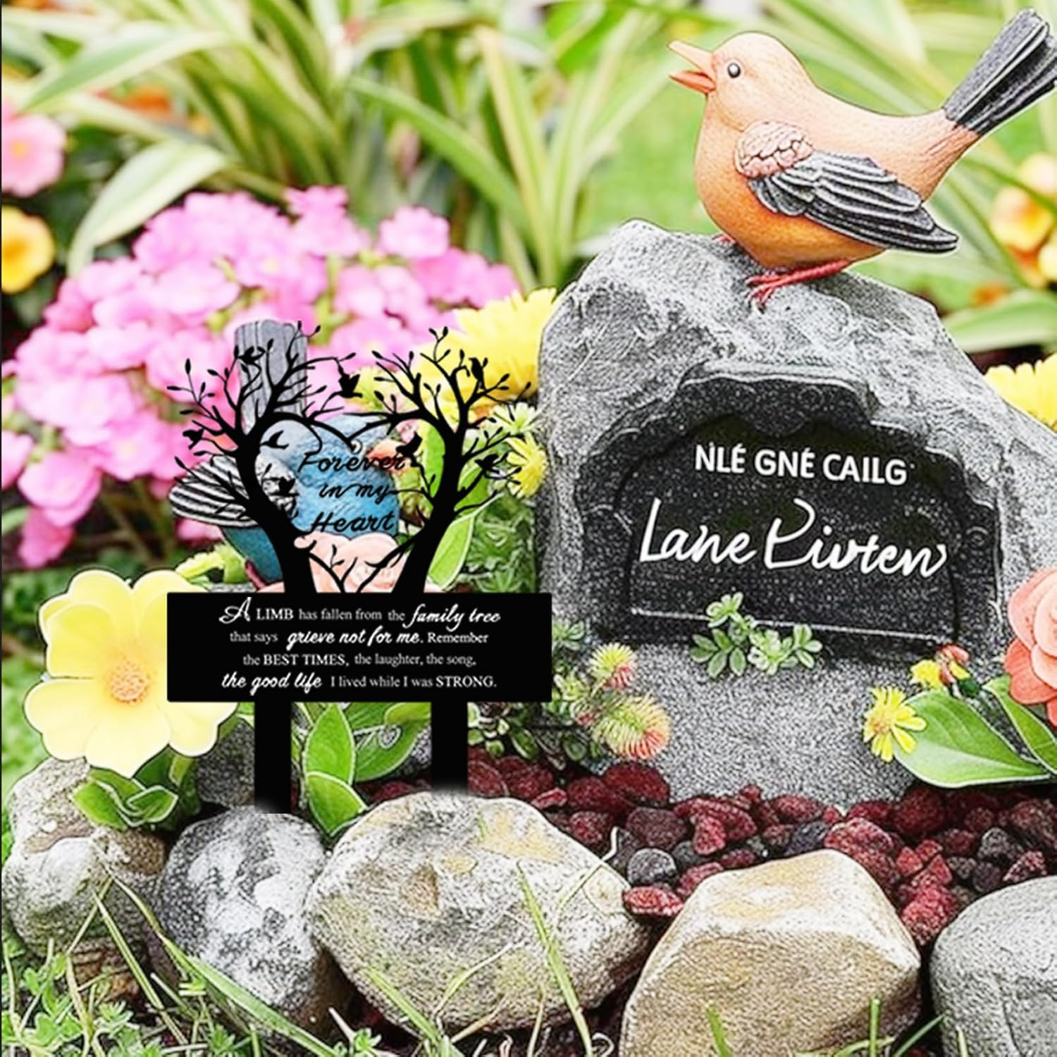 Garden Stake Graves Cemetery Decorations Metal Memorial Grave Markers Family Tree Graveyard Commemorative Plaque for Dad Mom Remembrance Plaque Stake Sympathy Graveside Decor Sign for Outdoor image number 1