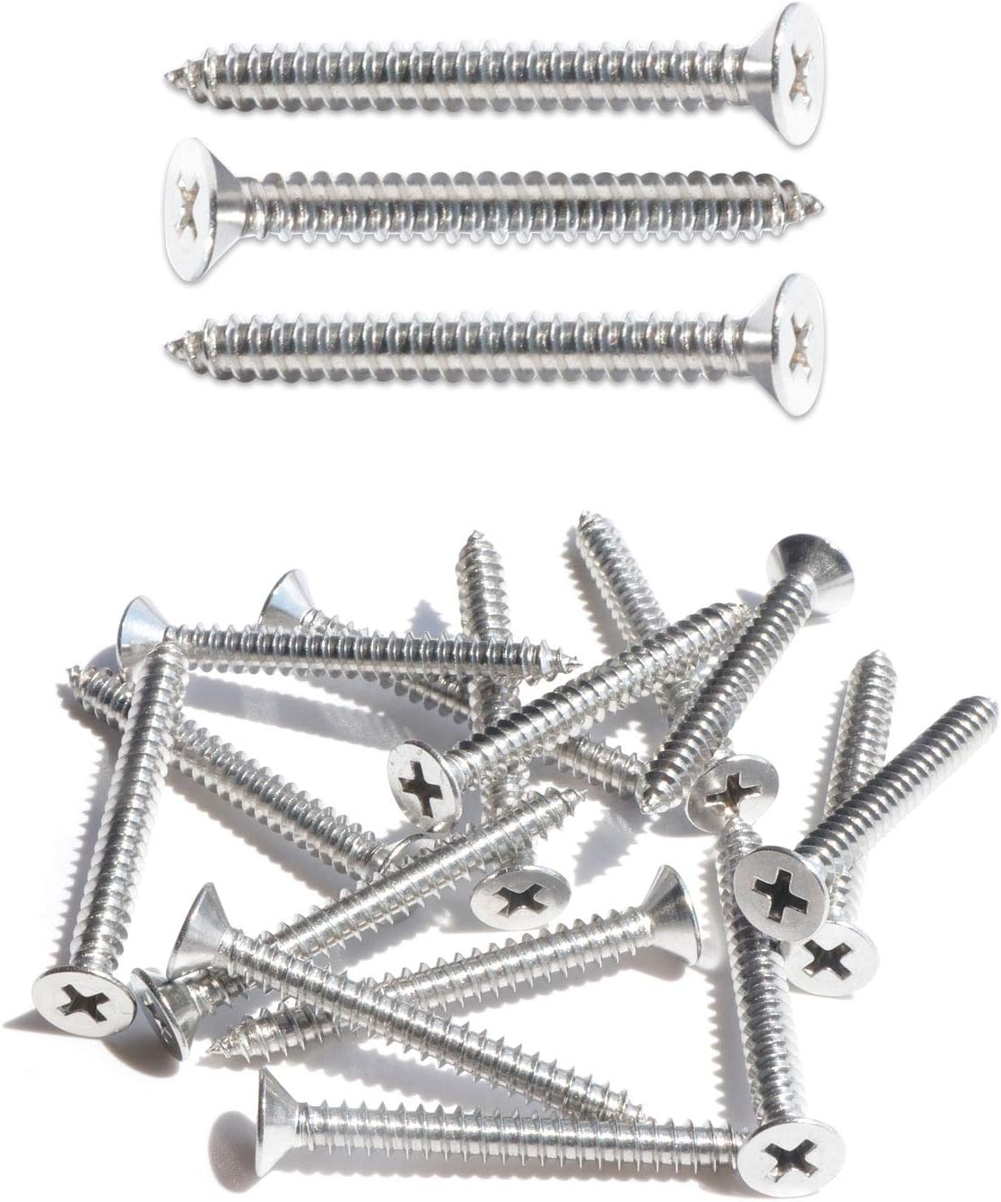 15Pcs #12 X 3 (75Mm) Stainless Flat Head Phillips Wood Screws 18-8 (304) Stainless Steel Countersunk Self Tapping Screws image number 2