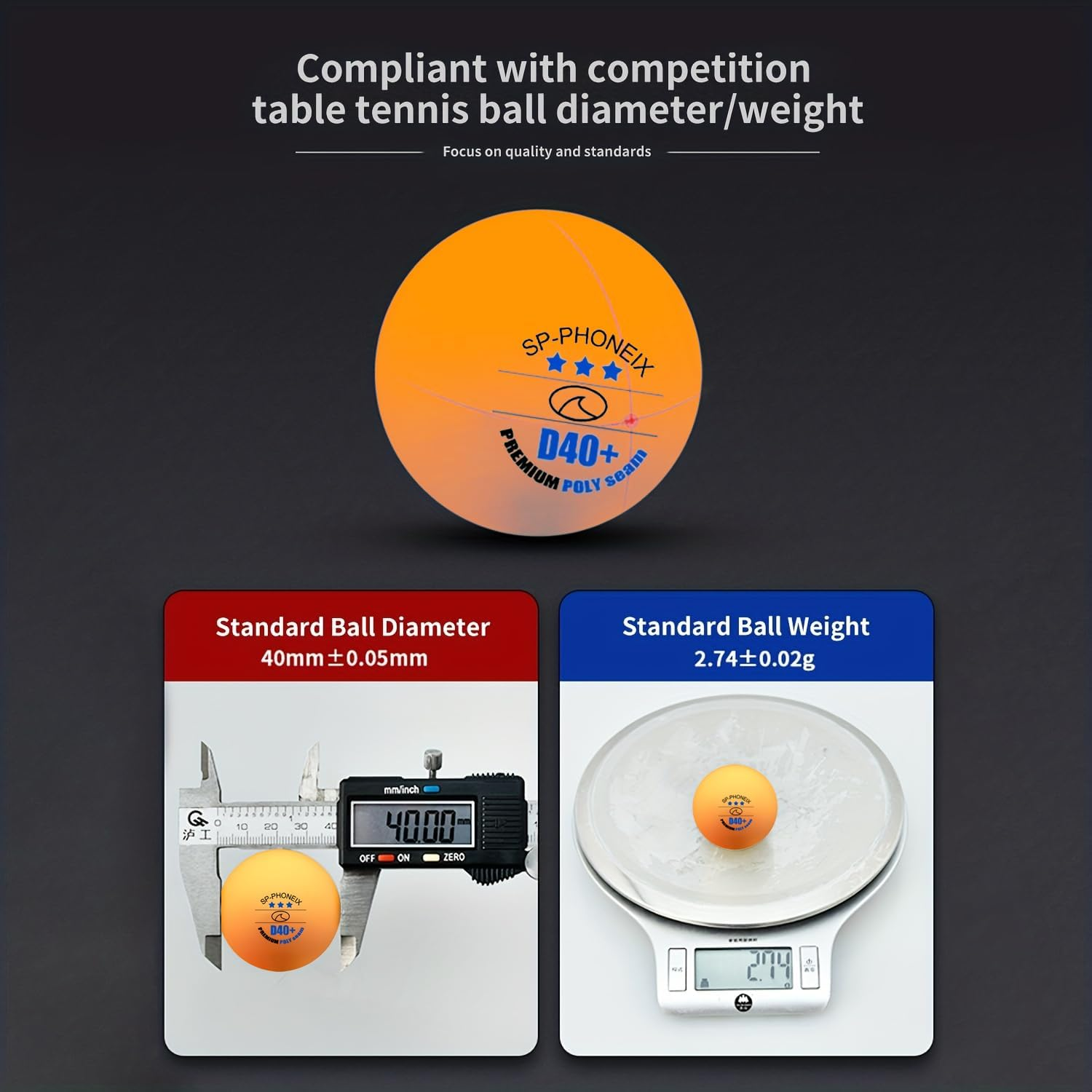SPP 3 Star 6PCS Table Tennis Balls Professional Pingpong Ball Training Ball 40+ Ping Pong Balls for Competition and Recreational Play with a Bag - Orange image number 3