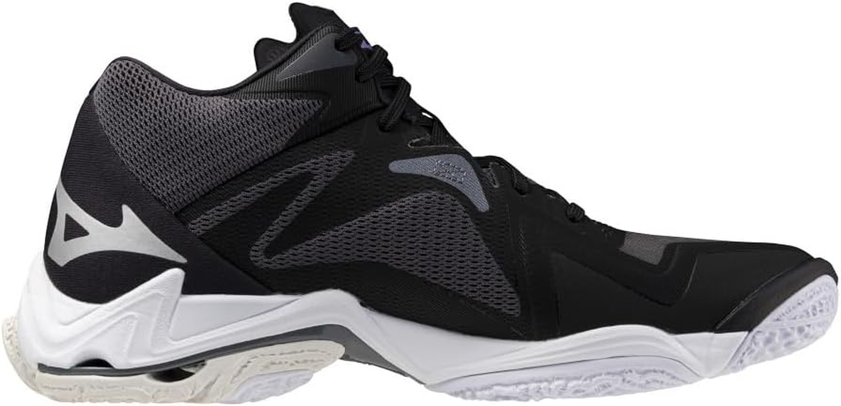 Mizuno Z8 MID Volleyball Shoes, Wave Lightning Indoor, Wide Wide, Lightweight, Indoor, Mid Cut, Multicolor (Black/Silver), 28.5 Cm 2E image number 3