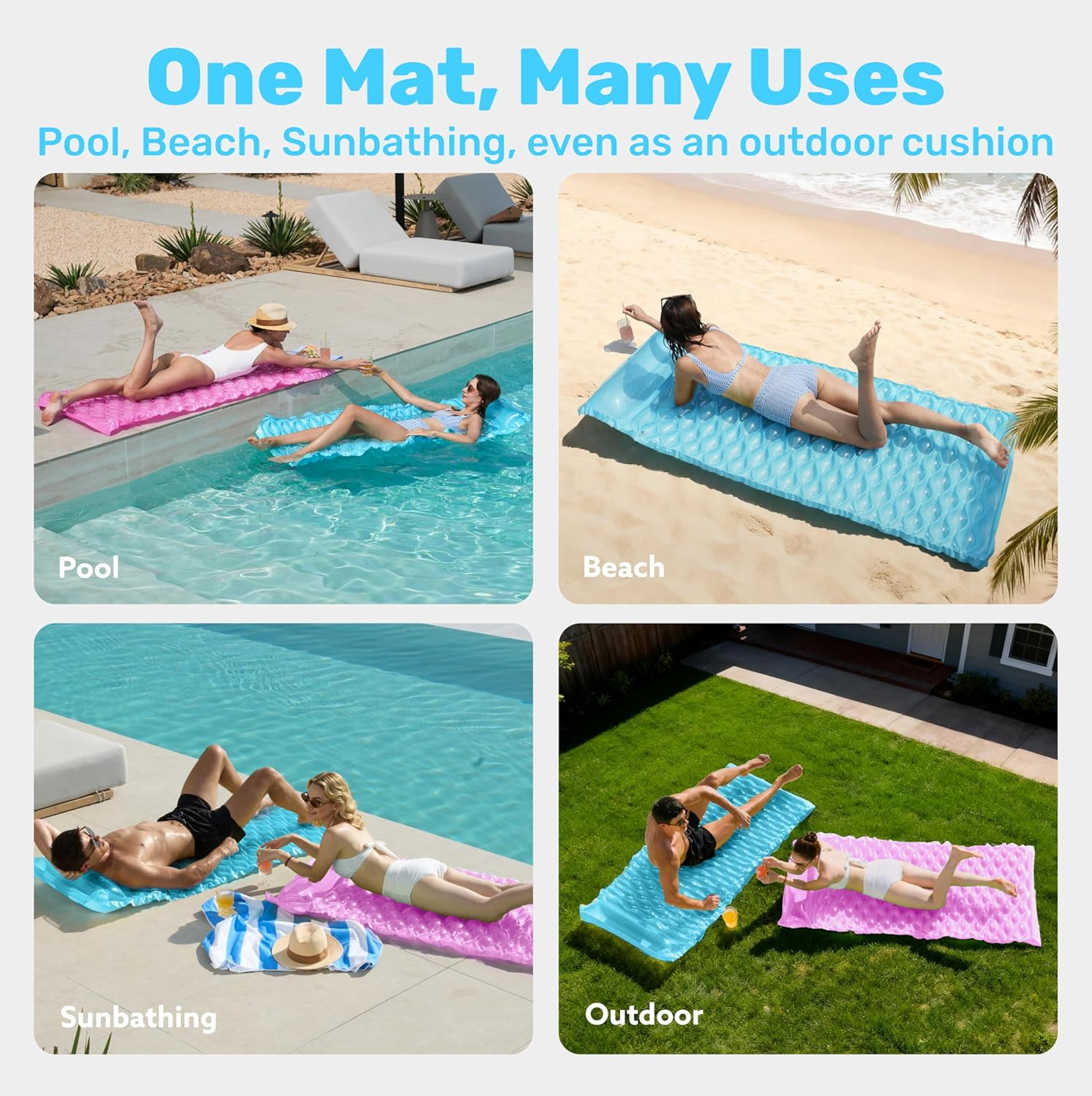 SLOOSH Inflatable Pool Floats Raft,Floating Lounge for Adults, Swimming Pool Mat with Headrest for Summer Water Beach Fun image number 6