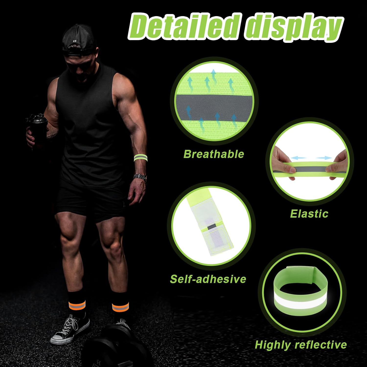 PEUTIER 12Pcs Reflective Bands, Elastic Reflective Bracelet Reflective Walking Gear Reflective Wristbands for Arm Ankle Wrist Leg Outdoor Enthusiasts Gift (Single Line Style) image number 2