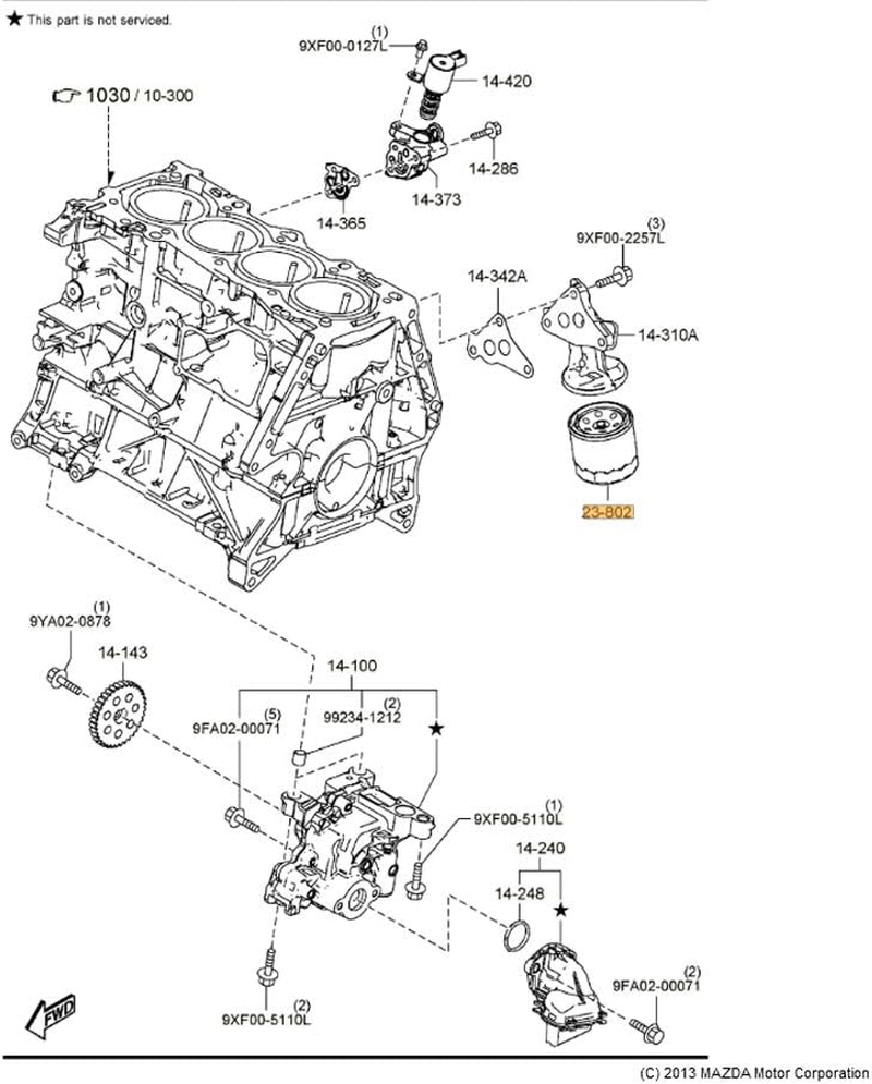 New Genuine Mazda 6 CX-5 CX-9 Turbo Oil Filter 2.5 Skyactiv-G Part 1WPY14302 image number 6