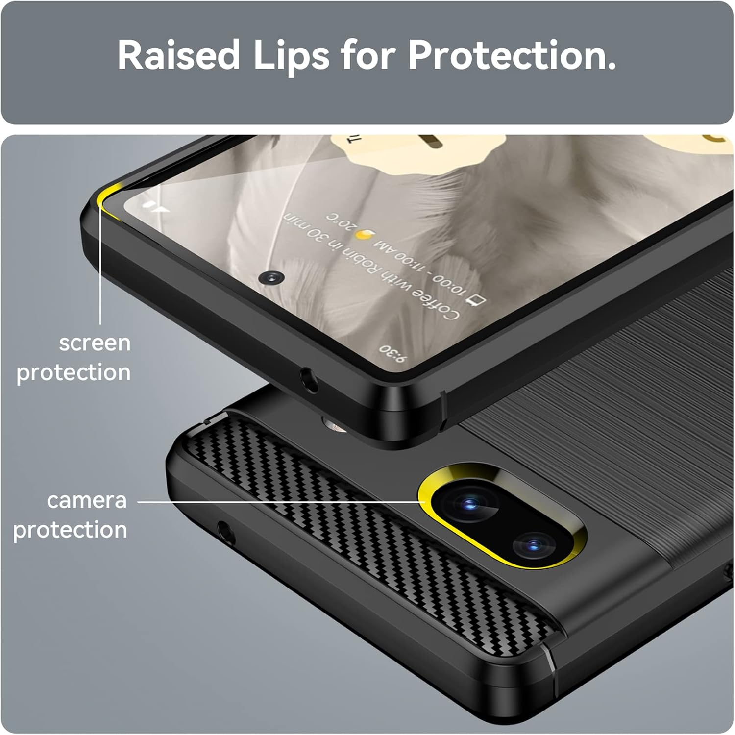 HEYUS Case for Google Pixel 7A Case, Shock-Absorption Brushed Flexible Soft Carbon Fiber Protective Cover for Google Pixel 7A image number 4