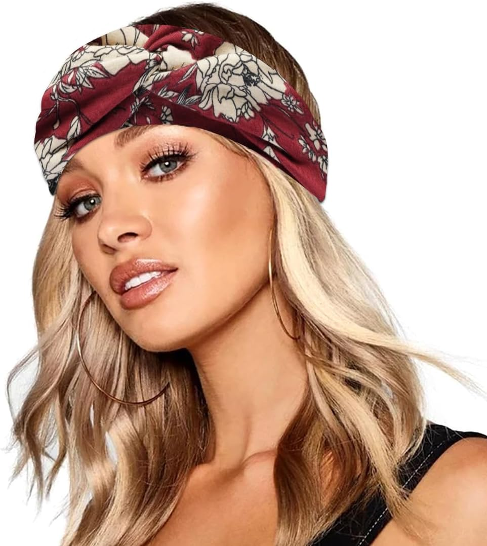 FIMWOLZ Women'S Summer Hair Band, Pack of 5, Wide Hair Band, Headscarves, Multicoloured Floral Print Hair Bands, Women'S Wide Elastic Soft Bandana for Everyday Sports, Yoga image number 4