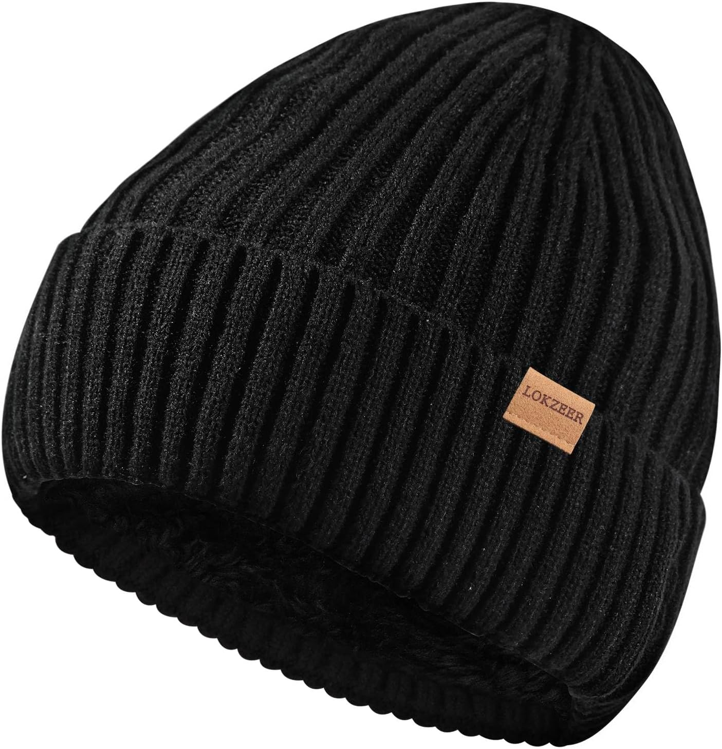 LOKZEER Winter Beanie Hat for Men and Women: Warm Knit Skull Hat with Thermal Thick Polar Fleece Lining Snow Cap Winter Gifts for Family and Friends image number 5