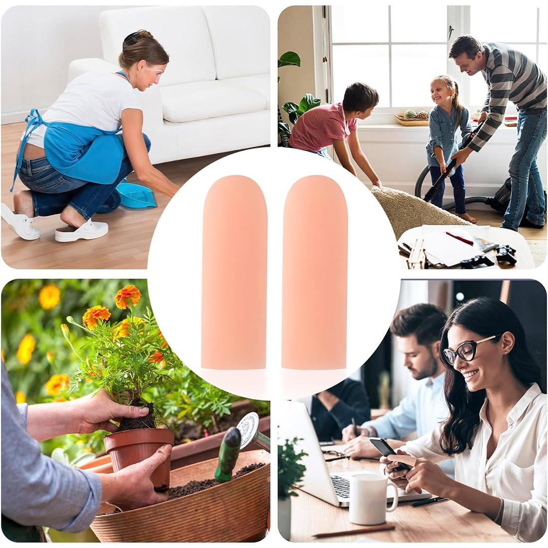 10 X Silicone Gel Finger Cots for Hand Eczema, Finger Cracking and Finger Arthritis and Protective Hand Bandage - Beige2 image number 3