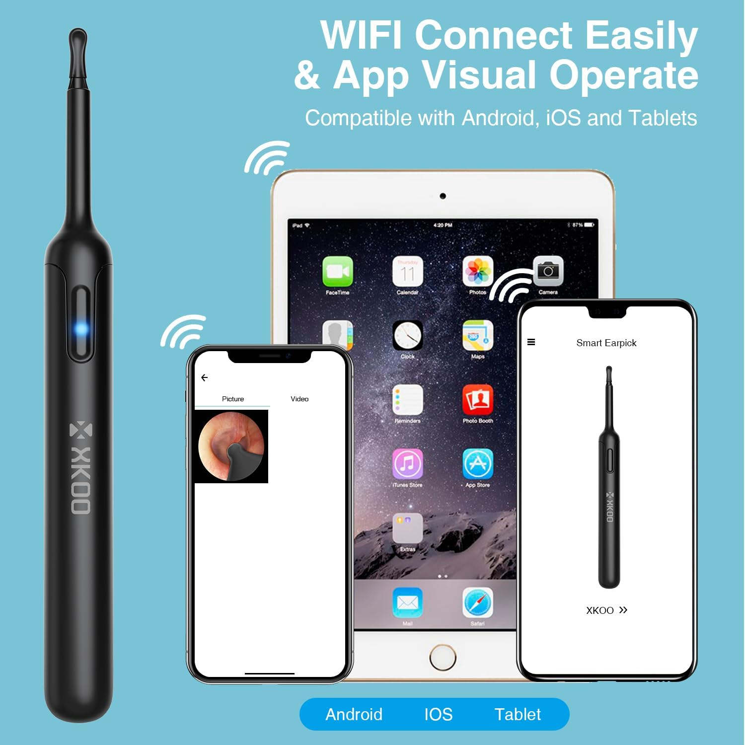 S23 Earwax Removal Camera, Ear Wax Removal Tool 1080P FHD Video, Earwax Removal Kit with 8 Pcs Ear Set, 6 LED Lights Visual Ear Cleaner, Rechargeable Earwax Cleaner for Ios & Android image number 1