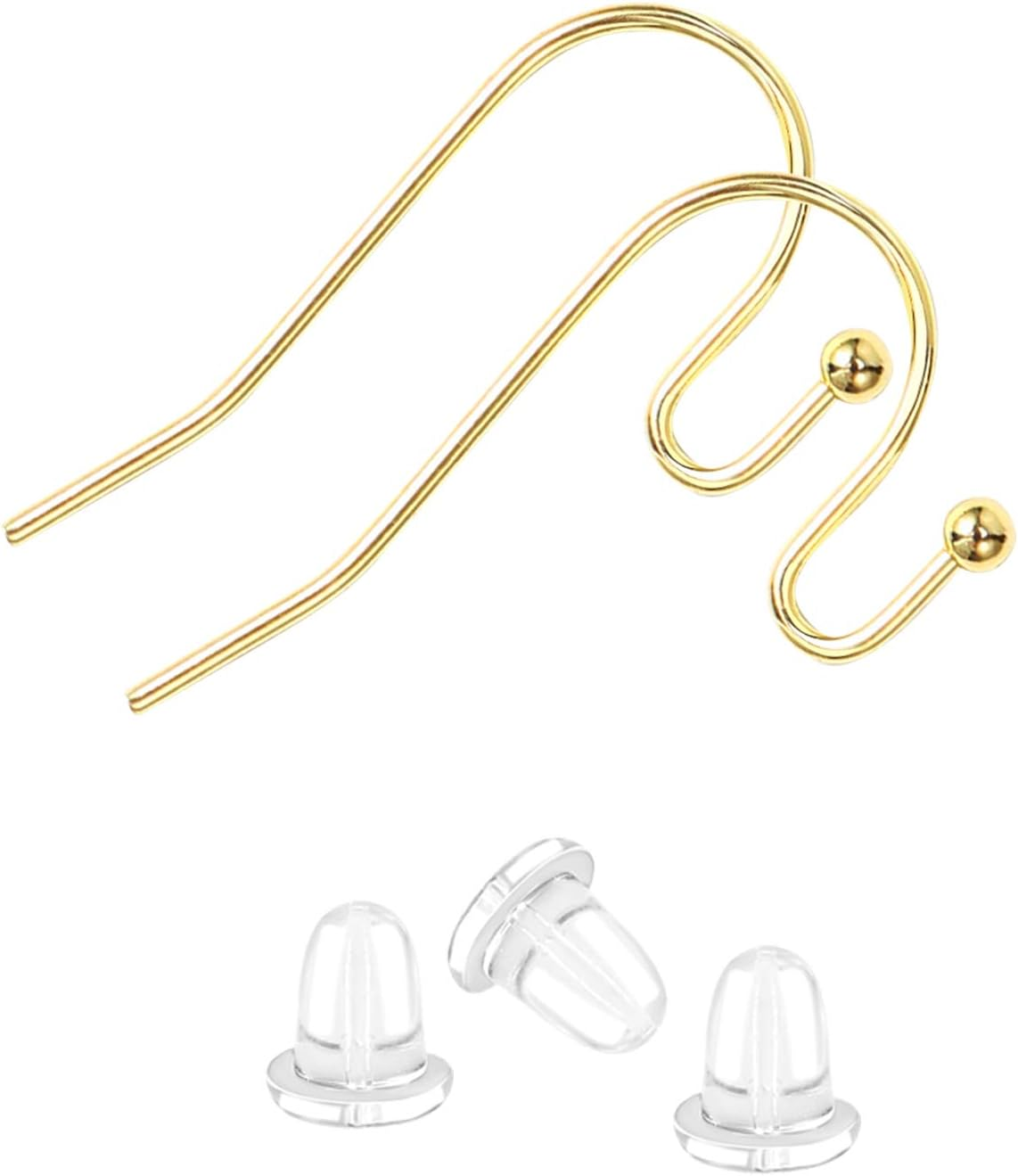 Earring Hooks Silver Plated Hypoallergenic Ear Wires for DIY Jewelry Findings （200PCS Earring Hooks+200Pcs Earring Backs）