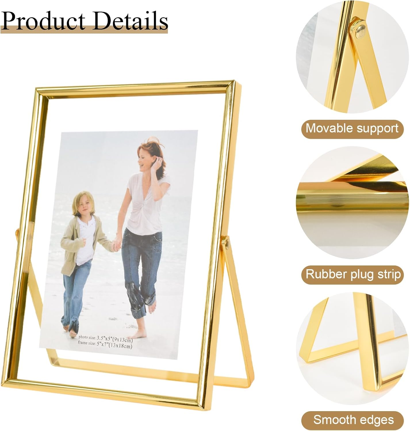6 Inch Picture Frame, 10X15Cm Photo Frame Floating Frame in Metal with Acrylic Glass, Children'S Art Photo Frame, Table Decoration for Bedroom Desk Living Room Gallery, Vertical + Horizontal (Gold) image number 6