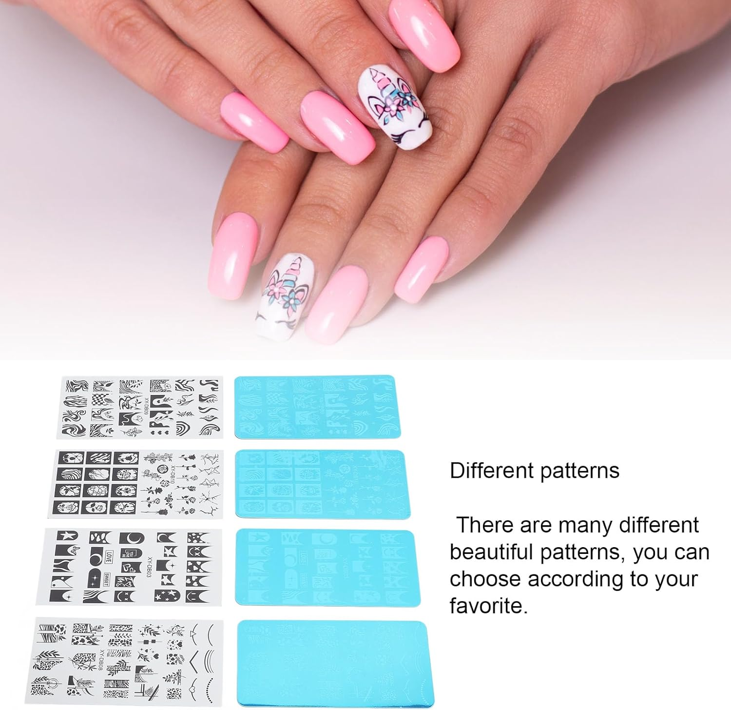 French Nail Art Stamping Plate Steel Template Image Plate with Protective Film Ultraviolet Gel Blue Nail Design [Manicure] image number 5