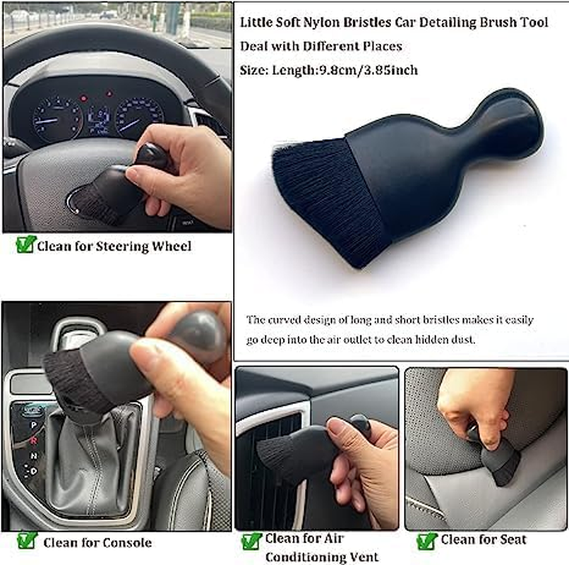 Car Cleaning Brushes - Soft, Dusting, Beauty Brushes for Car Interior & Exterior, Air Conditioning Vents, Leather, Computers (Black) image number 3
