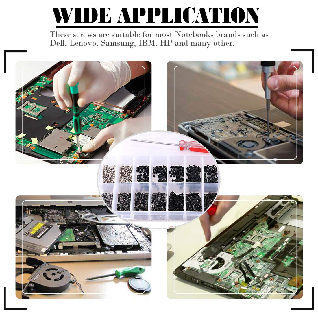 Glarks 880Pcs Laptop Notebook Computer Screw Replacement Repair Kit for Lenovo Dell Toshiba Sony Samsung HP Gateway (Extra: Phillips Screwdriver) image number 1