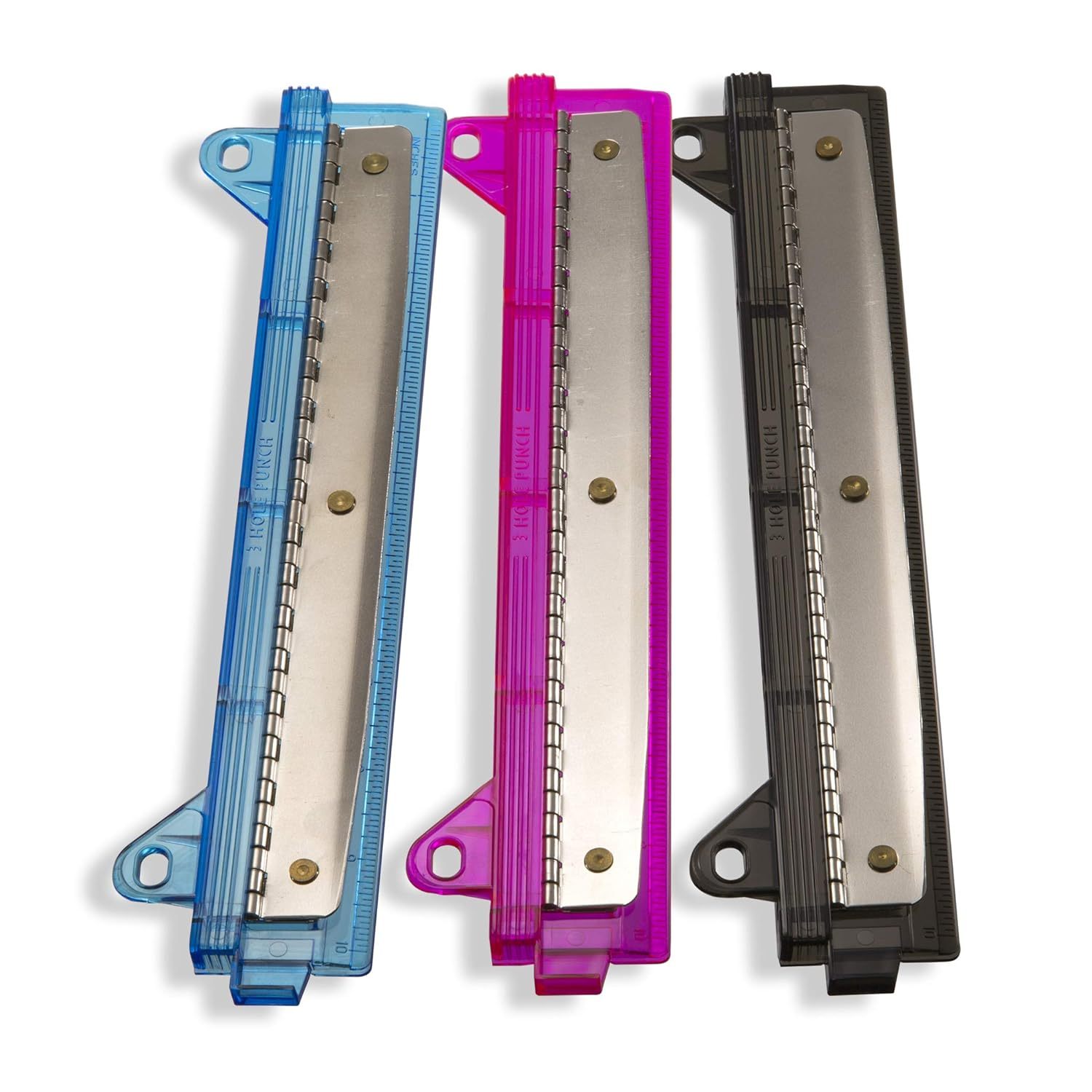 Officemate Ring Binder Hole Punch, Pink,Teal,Smoke, Pack of 3 (90114) image number 4