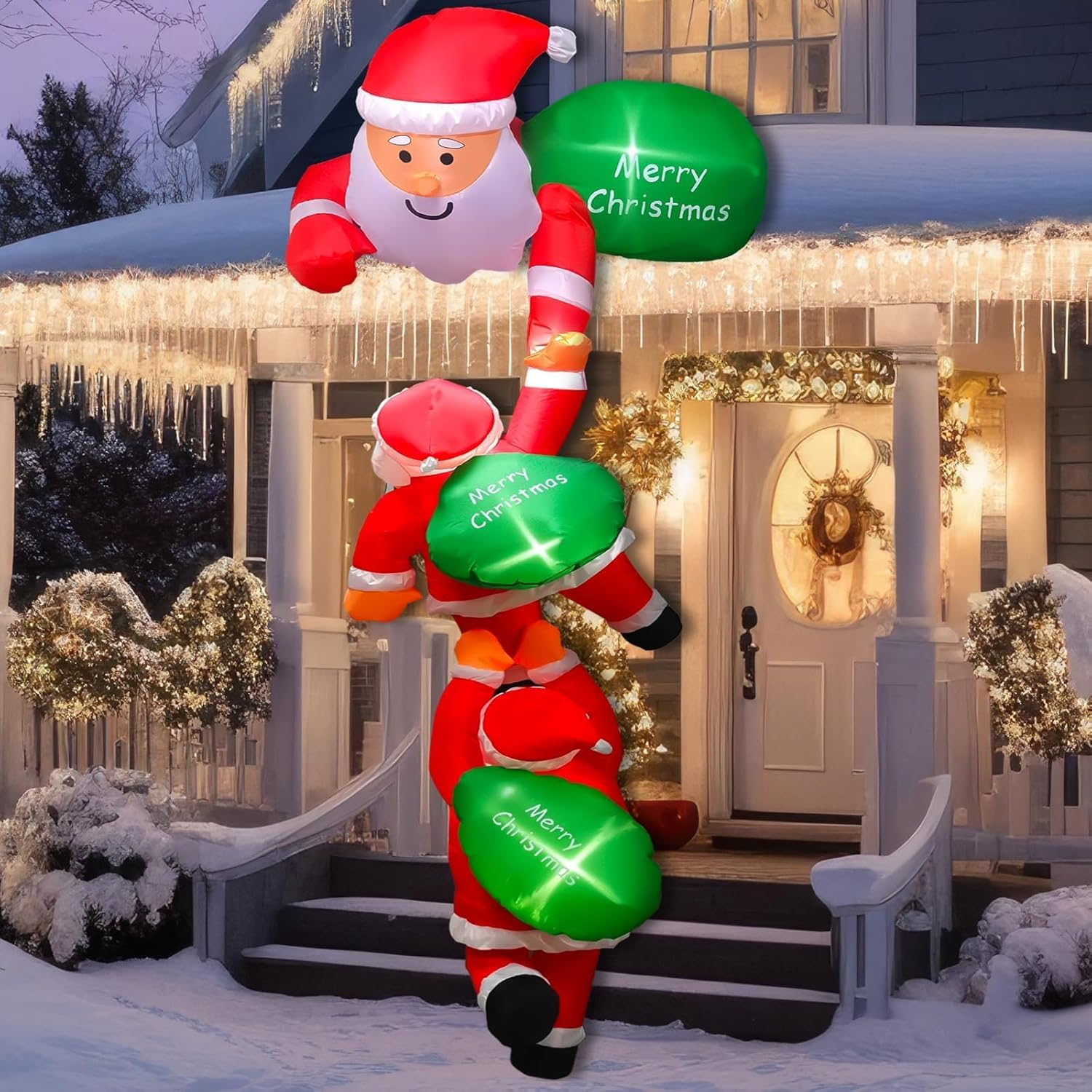 8 FT Christmas Hanging Inflatables Decoration Christmas Inflatable Climbing Santa Claus Blow up Inflatable with Build-In LED for Xmas Holiday Party Indoor, Outdoor, Yard, Garden, Lawn Decor image number 5