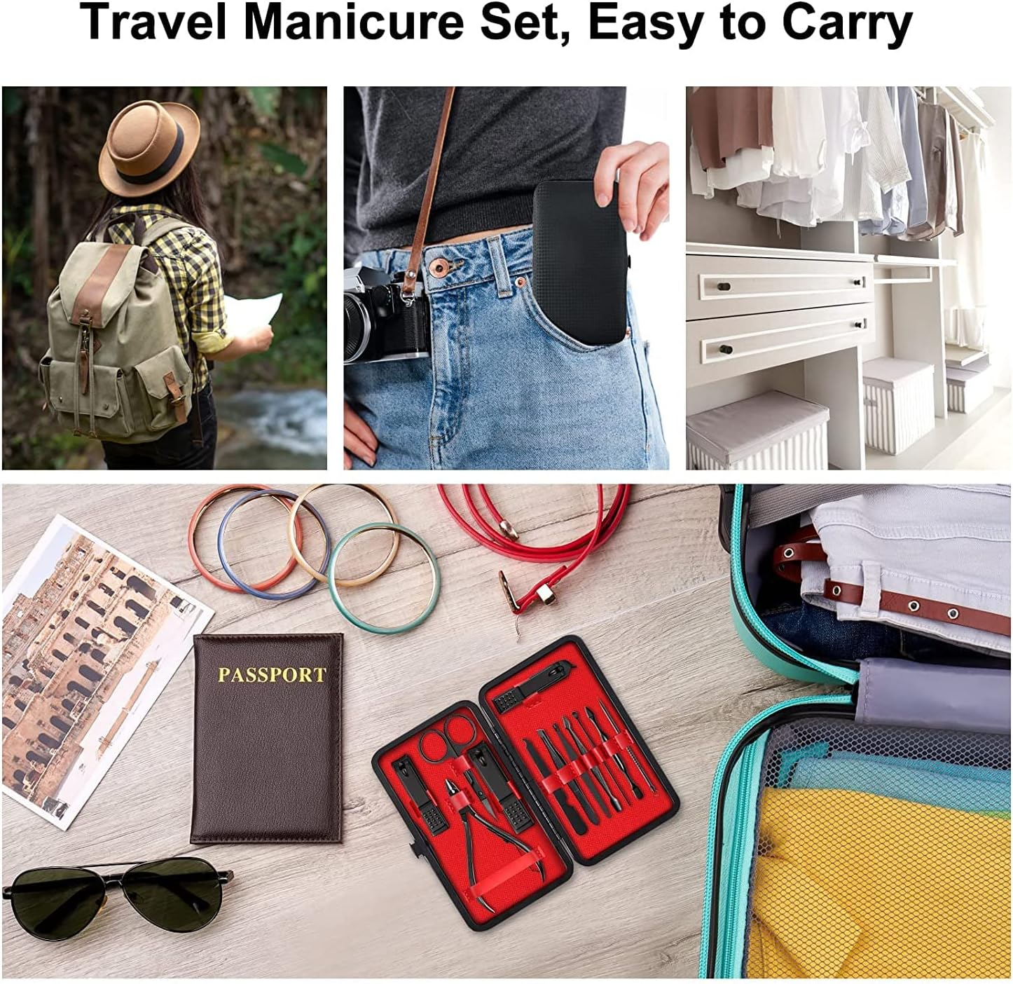 QYLHH 12 in 1 Manicure Set Pedicure Kit Nail Nippers Toenail File Clipper for Foot &Hand Nail Polish