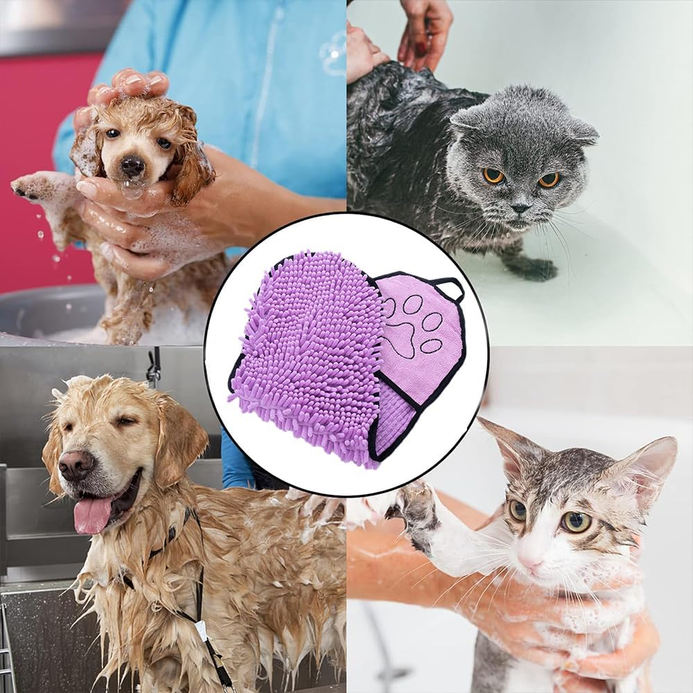 Caiyuangj Pet Bath Towel, Pet Towel, Microfibre Pet Bath Towel, Microfibre Towels for Dogs Cats, Quick-Drying Pet Drying Towel for Cats, Pets (Purple) image number 2