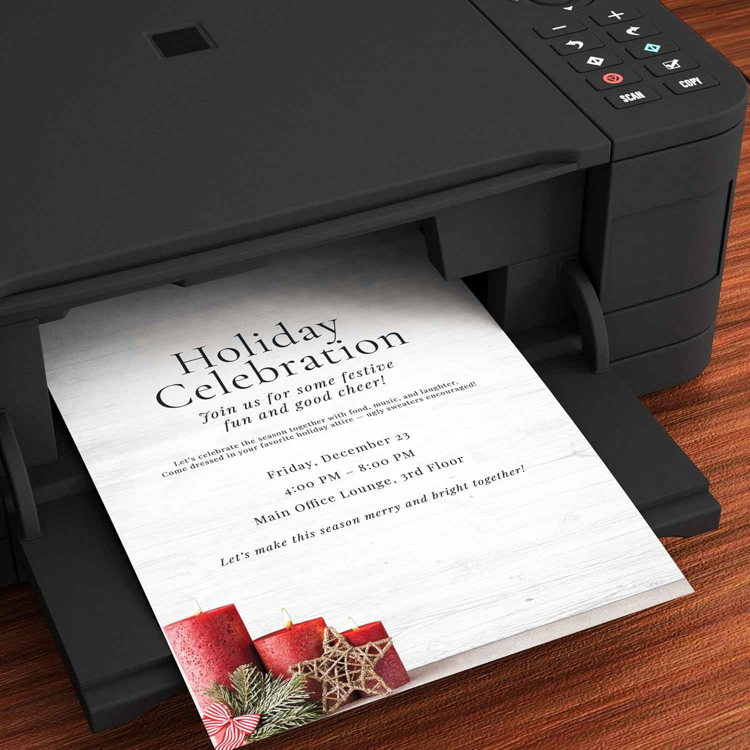 Red Christmas Candles Holiday Stationery Paper - 80 Sheets of Letterhead for Winter & Christmas Events image number 2