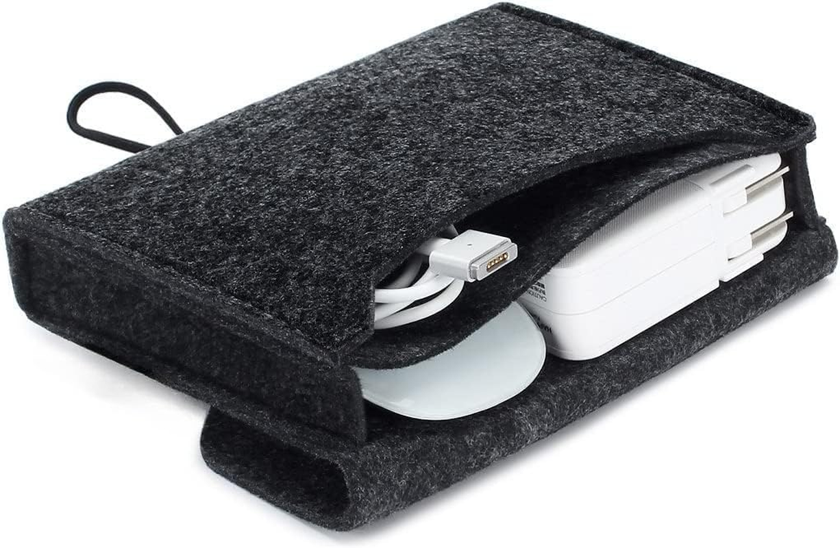 Portable Felt Storage Bag, Electronics Accessories Protective Case Pouch for Cellphone, Cables, Portable External Hard Drive (Dark Grey)