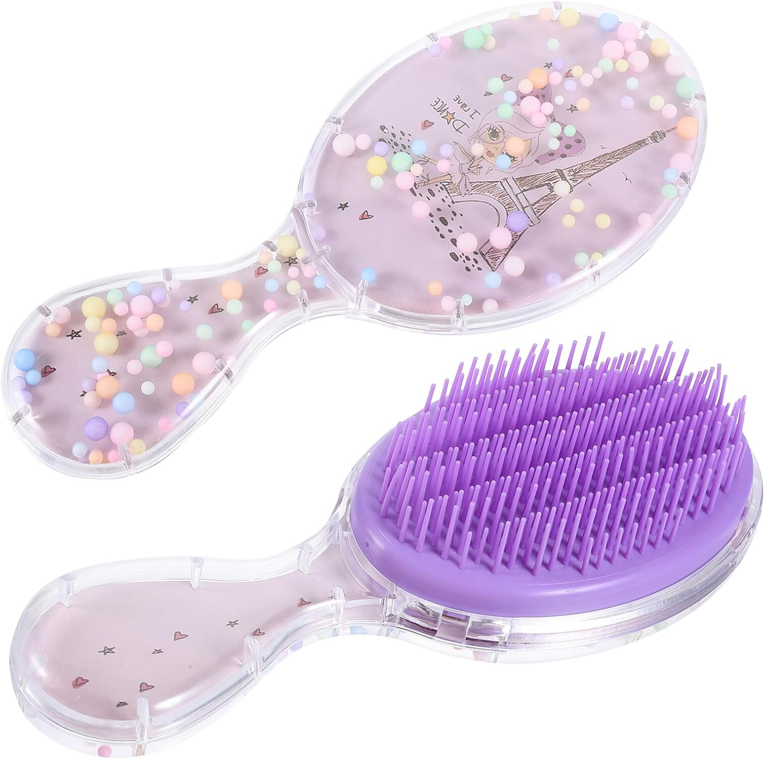 FOMIYES 2Pcs Portable Hair Brush for Little Girls Cute Detangling Hair Brush for Travel Lightweight Easy to Use for Home Go Smooth Gentle Scalp