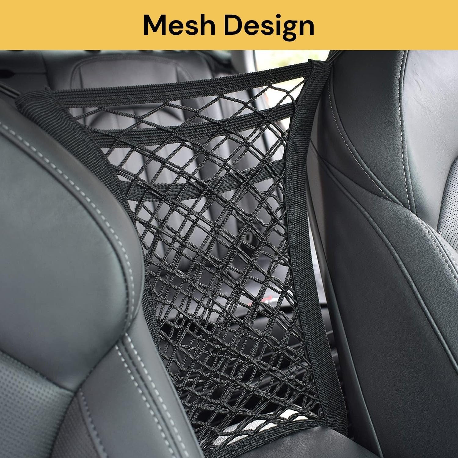 EZONEDEAL 3-Layer Car Mesh Storage Organizer, Seat Back Net Bag, Barrier of Backseat Pet Kids, Mesh Cargo Net Hook Pouch Holder for Tissue Purse Bag Handbag Phone Pets Children Kids Disturb Stopper image number 5