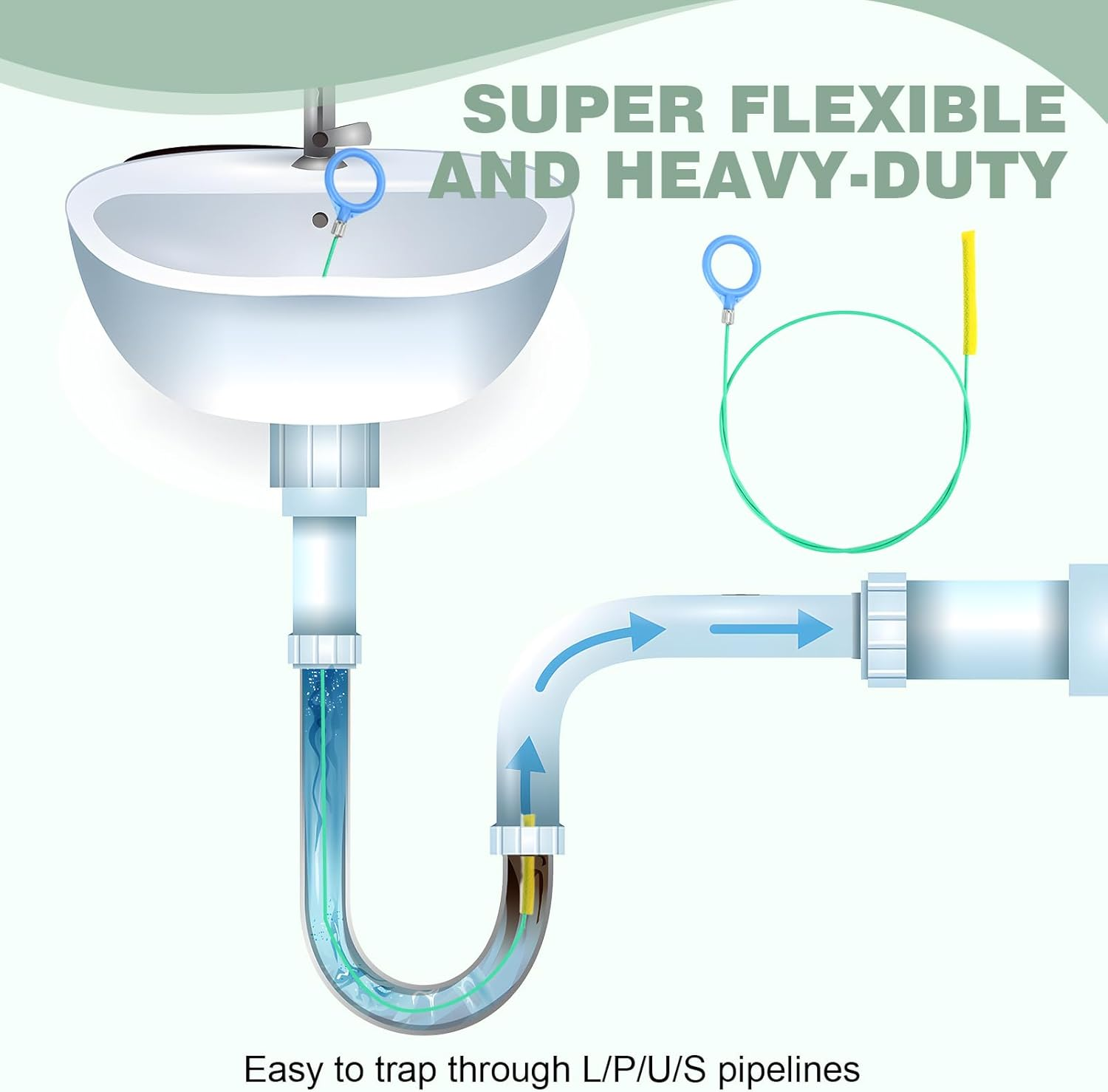 5 Pieces Drain Cleaner Spiral 90 Cm Anti-Break Steel Pipe Cleaner Spiral with Nylon Coating Drain Snake for Bathroom Kitchen Sink image number 4