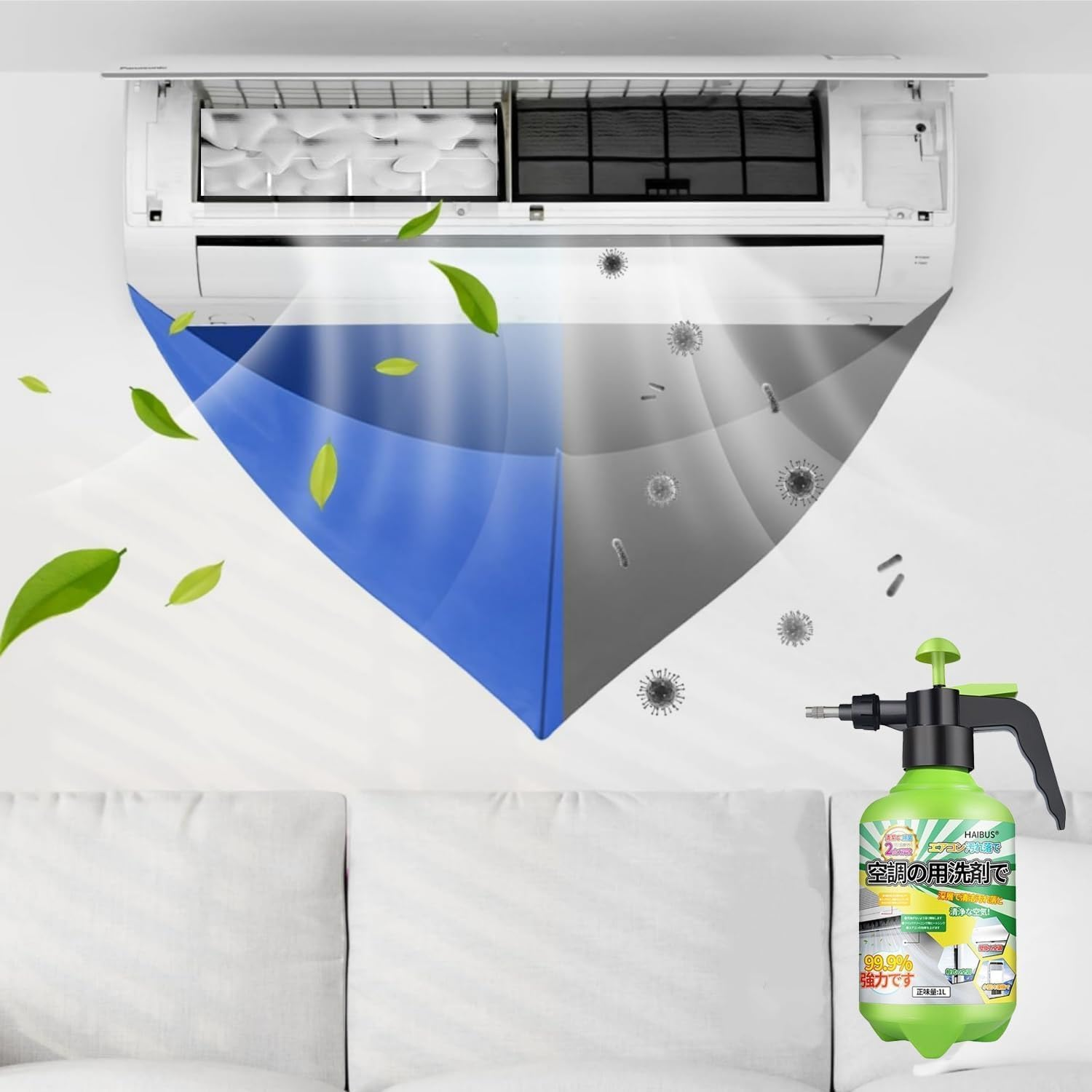 MILIOG 7Pcs Mini Split Cleaning Kit Bag with 1L High Pressure Sprayer, Air Conditioner Cleaning Kit with Waterproof PVC AC Cleaning Cover Bib with Cleaning Tools, Wall Mounted Air Conditioning