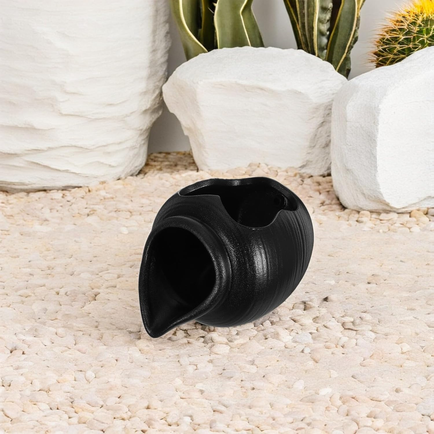 TEHAUX Ceramic Garden Fountain Spitter Jar for Outdoor Landscape Circulating Waterfall Pot for Patio Courtyard Relaxing Flowing Water Sound Feature for Decor image number 1