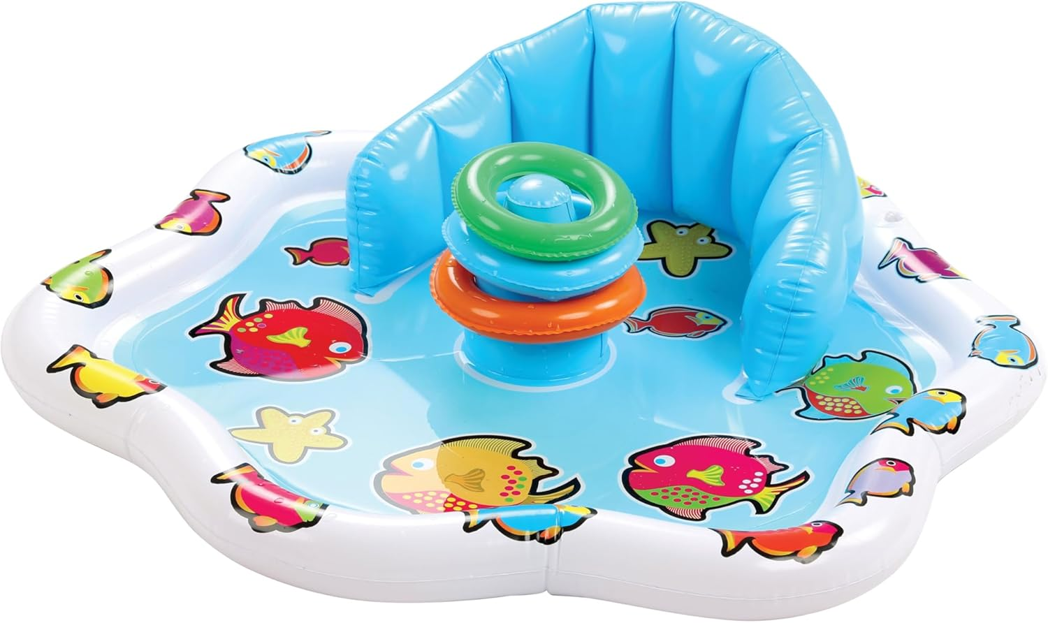 Inflatable Baby Splash Mat with Backrest & Fun Stackable Rings | Inflatable Infant Pad/Pool | Summer Fun for Baby image number 1