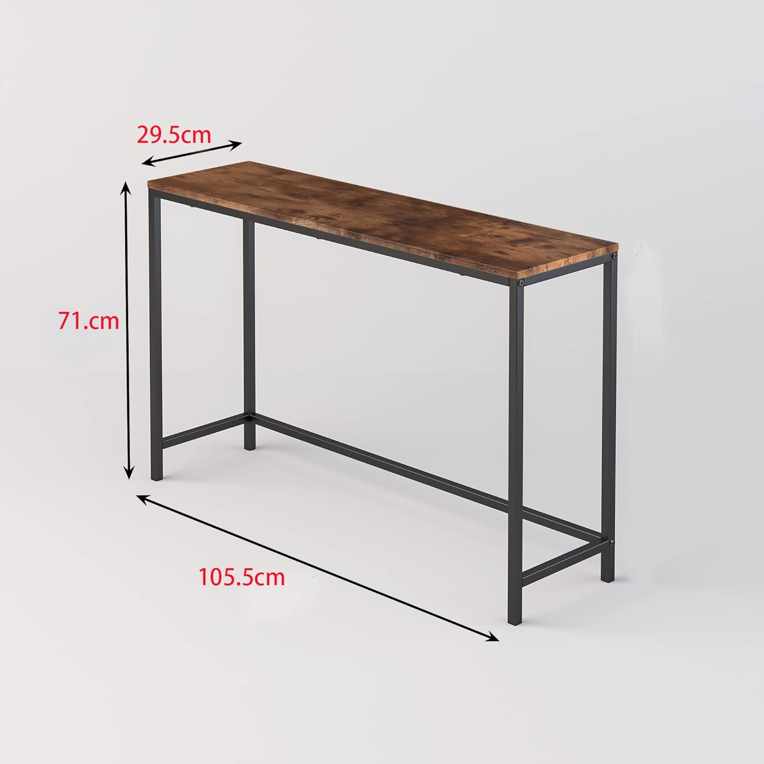 FOUBAM Thin Console Sofa Table for Entryway, Wood Couch Side Table, Hallway End Entrance Computer Desk, Window Table for Plants Indoor, Slim Coffee Table, Vintage Brown - Teak Color image number 7